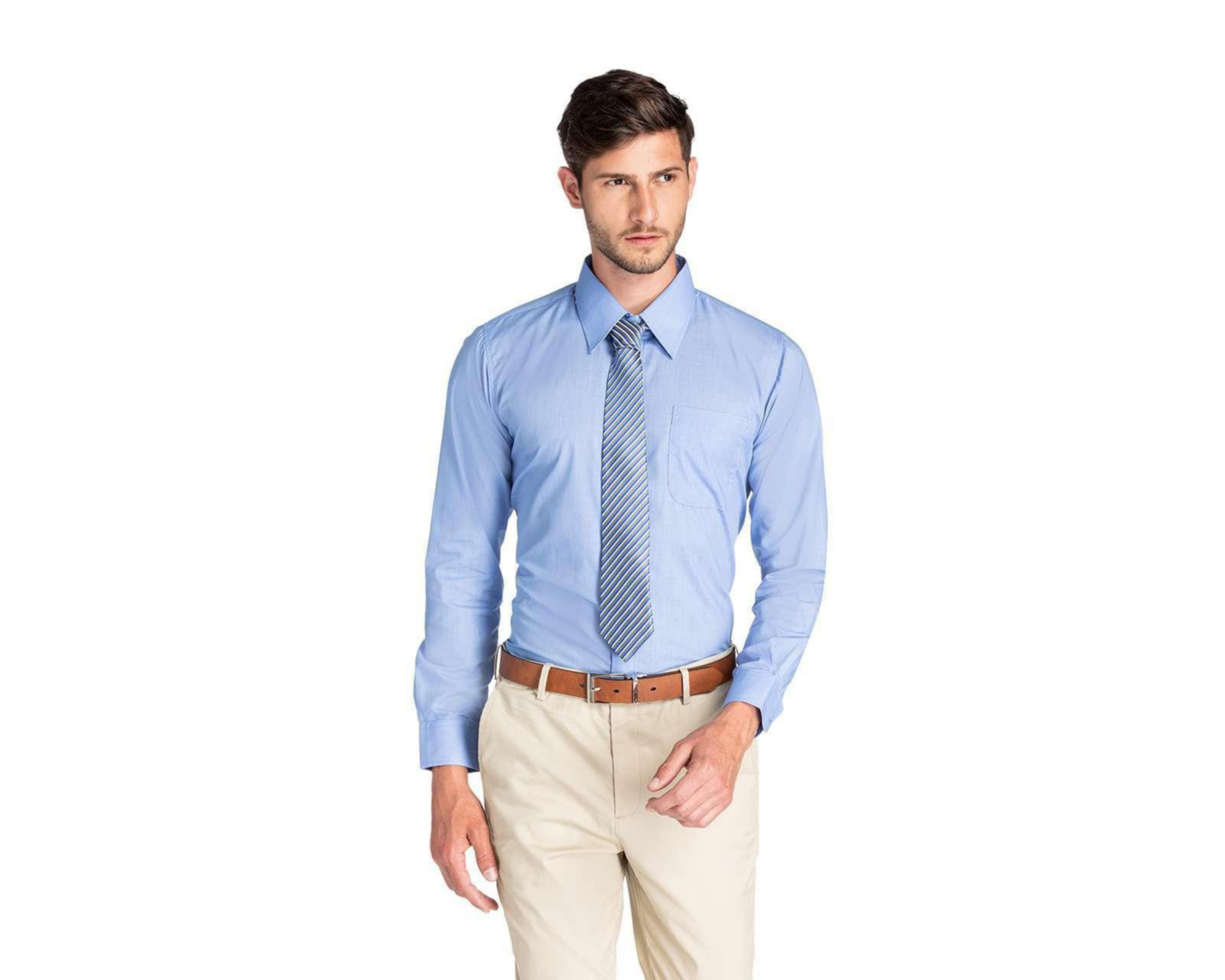 Camisa de Vestir Wall Street Manga Larga Cuello Americano