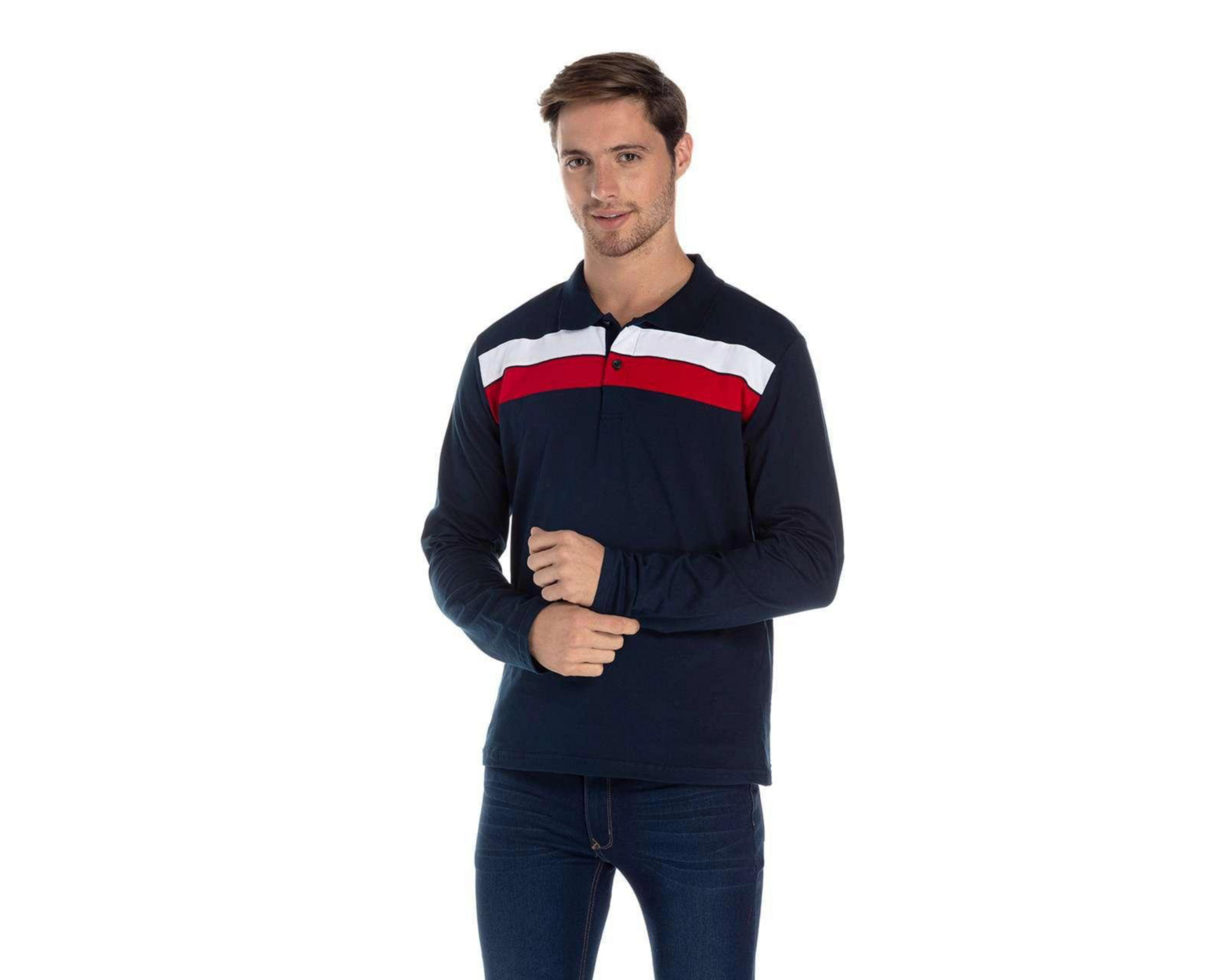 Foto 2 pulgar | Playera tipo Polo Azul marca Refill para Hombre