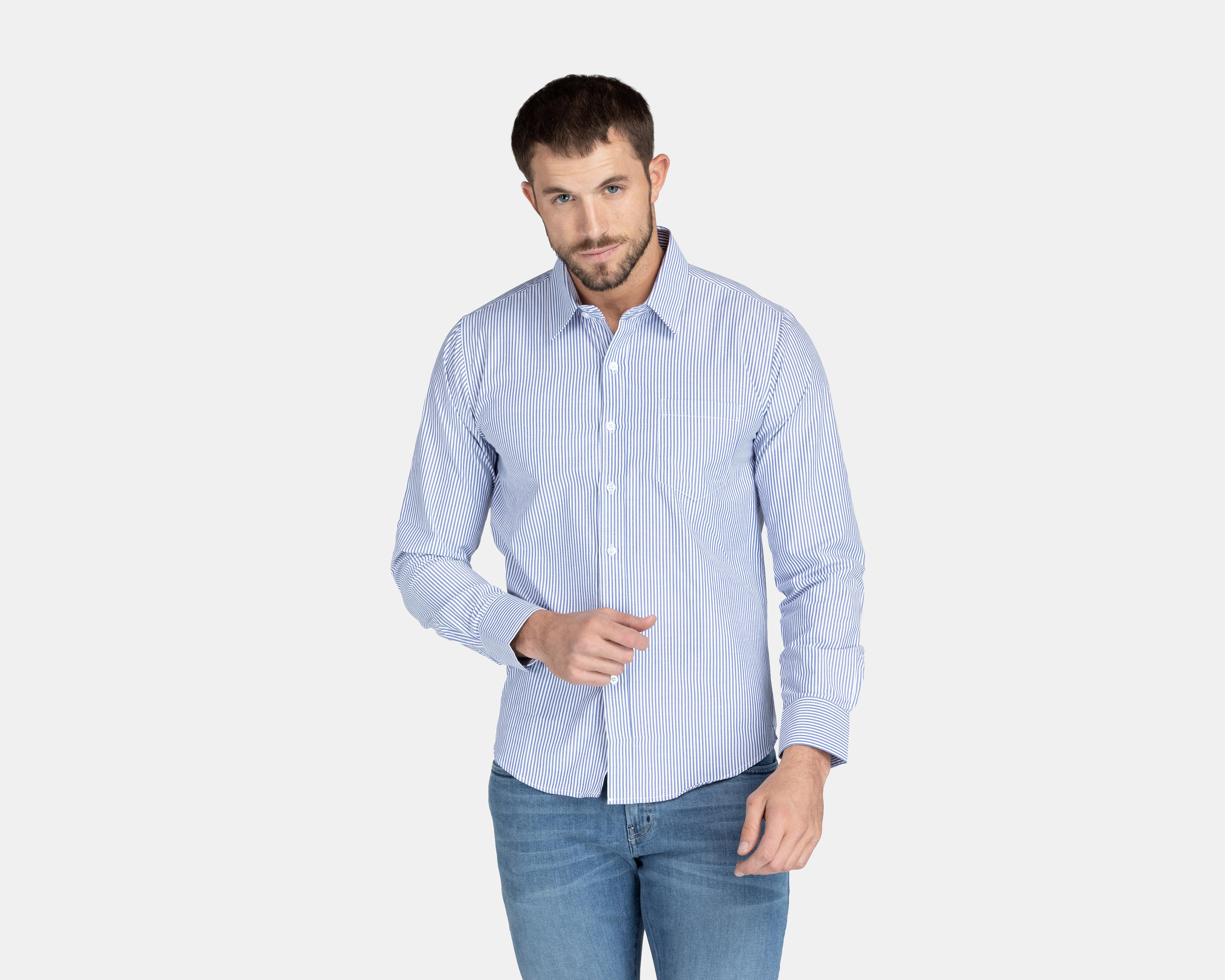 Camisa Casual Wall Street Slim Fit a Rayas