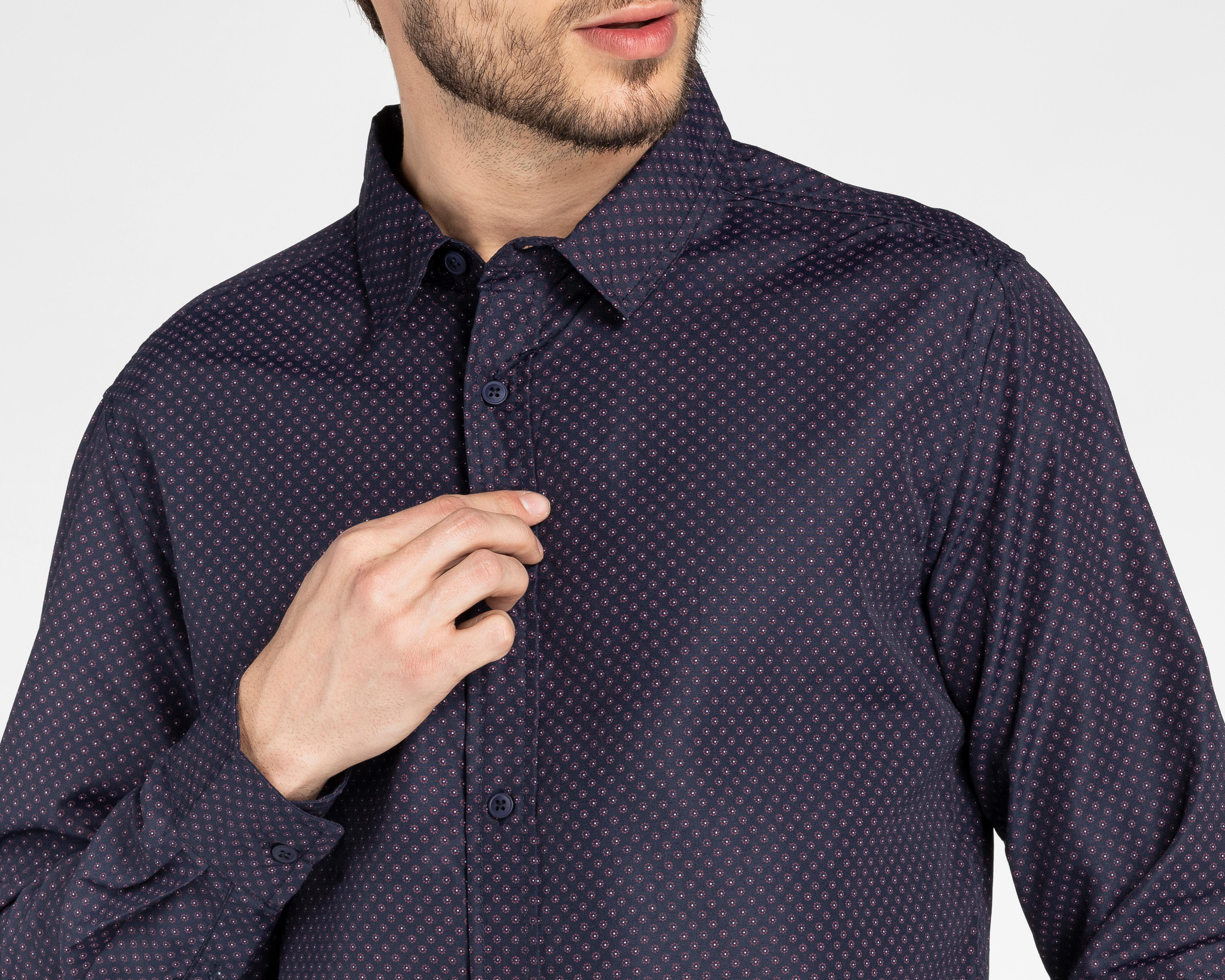 Foto 4 pulgar | Camisa Casual Porto Sur Regular Fit con  Miniprint