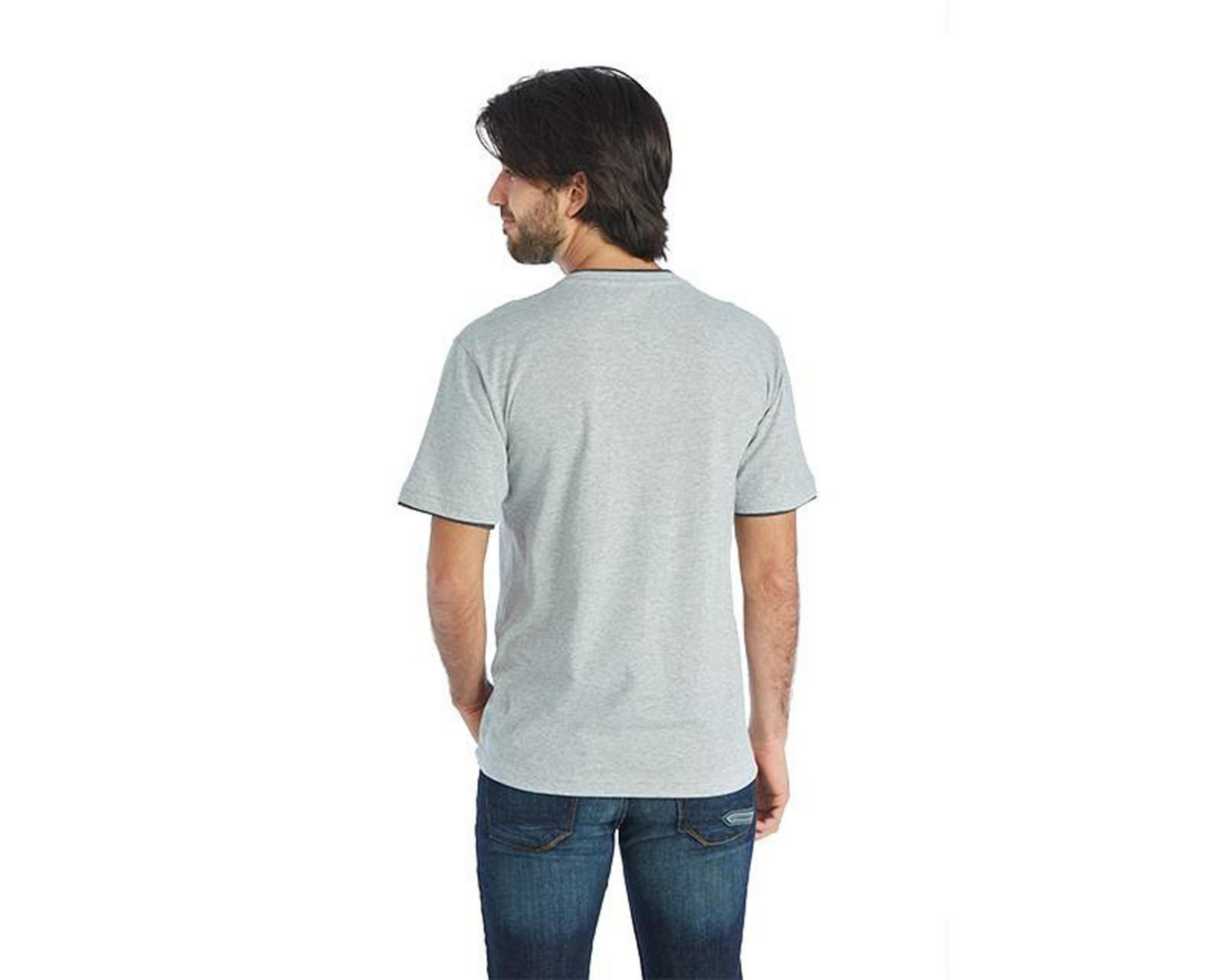 Foto 3 pulgar | Playera Cuello V Gris marca Refill para Hombre