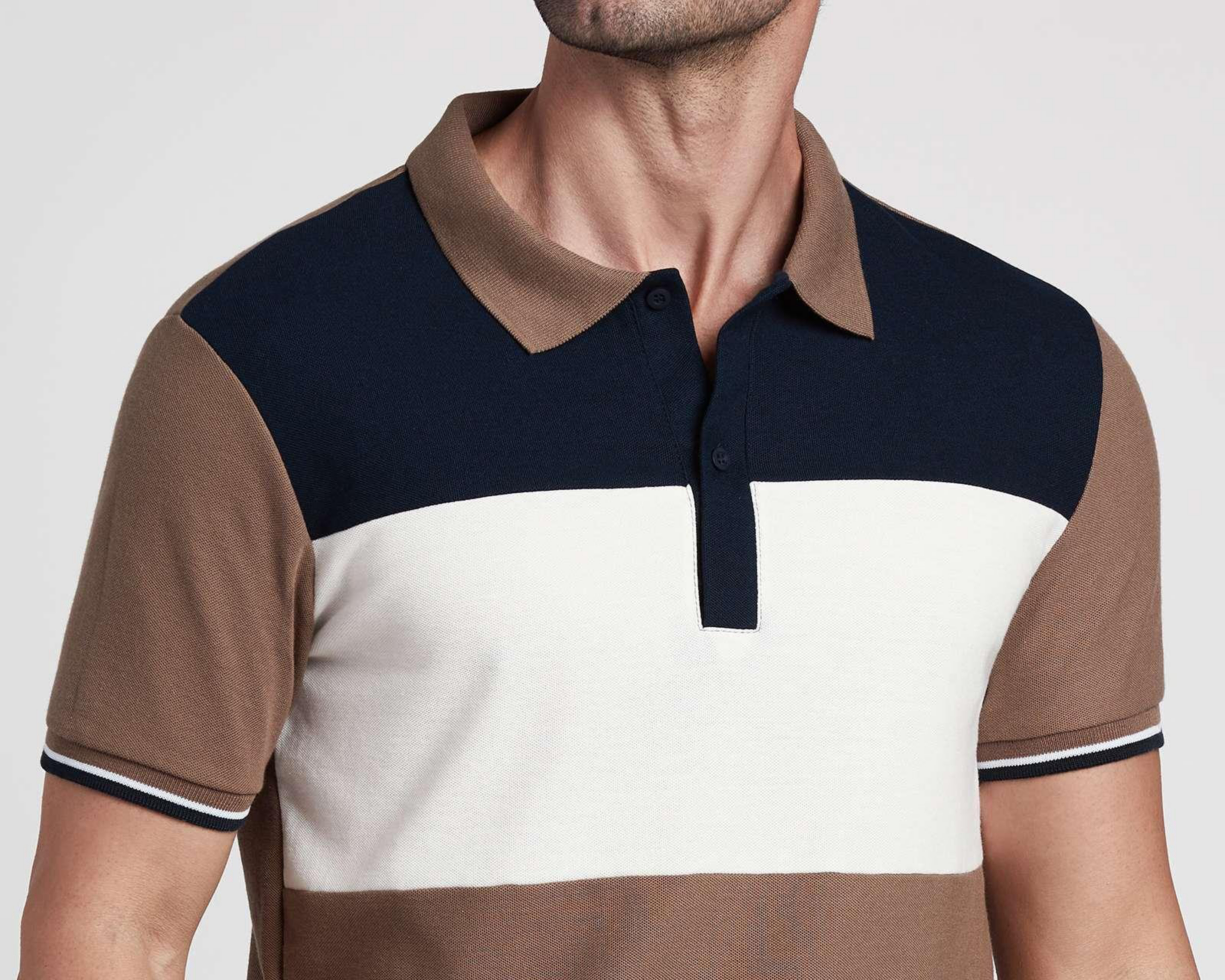 Foto 4 pulgar | Playera Polo Porto Sur Café con Bloques para Hombre