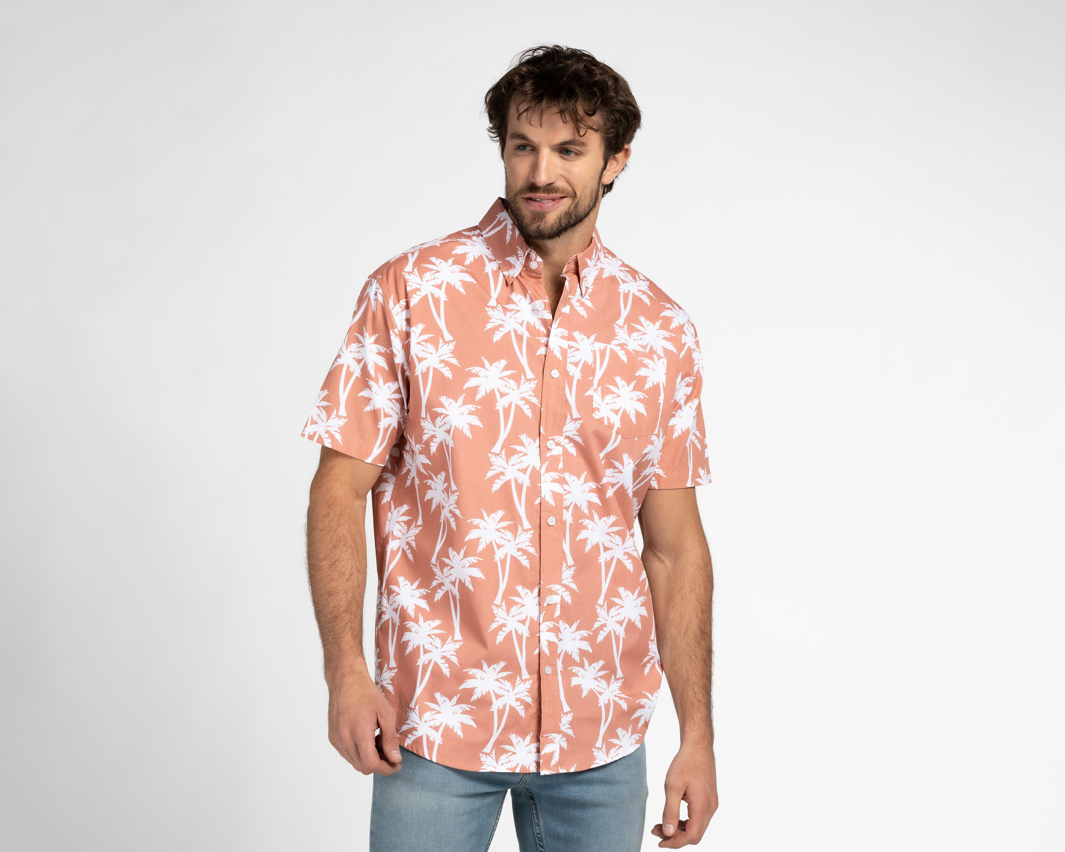 Foto 2 pulgar | Camisa de Moda Porto Sur Regular Fit con Print de Palmeras