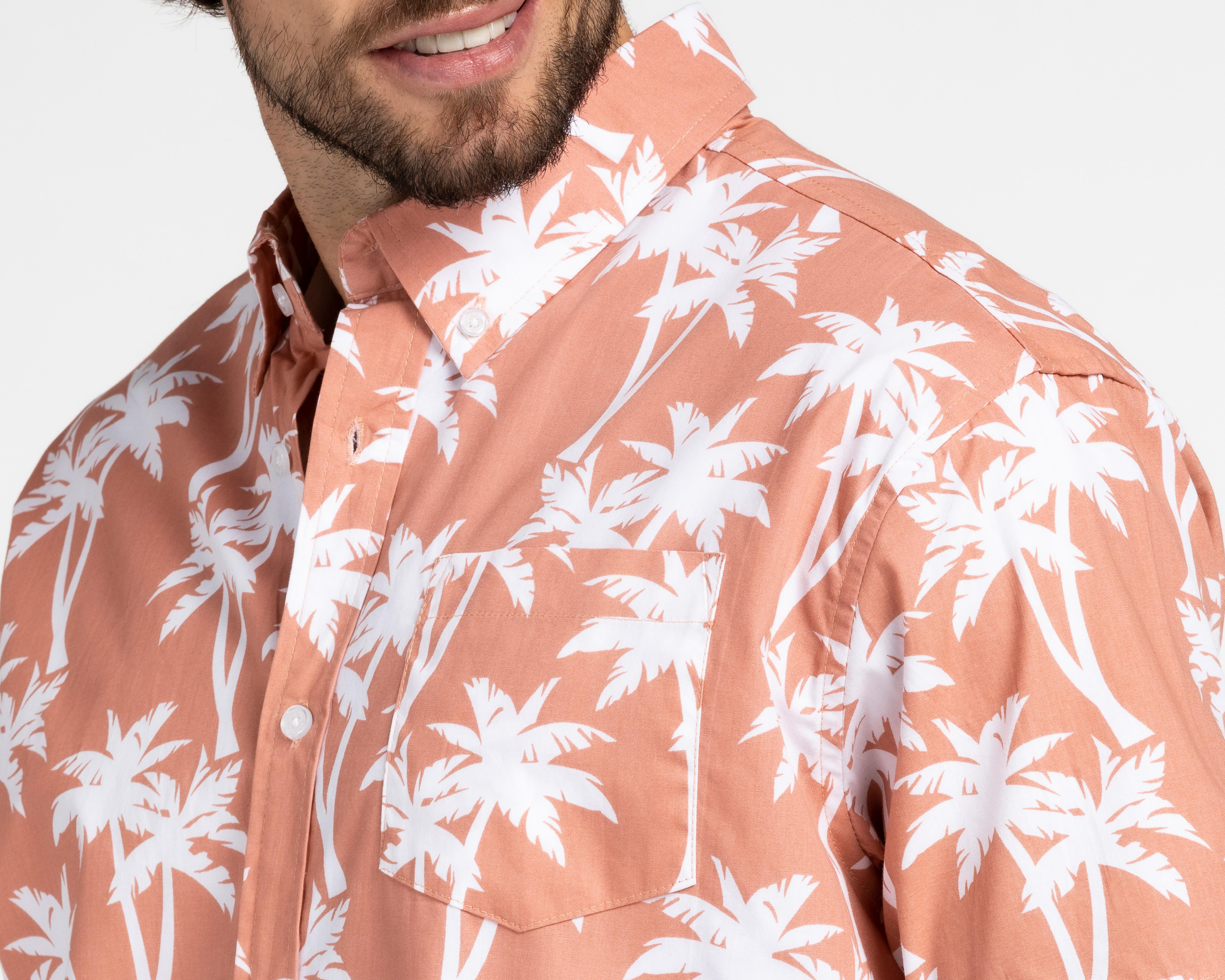 Foto 4 pulgar | Camisa de Moda Porto Sur Regular Fit con Print de Palmeras
