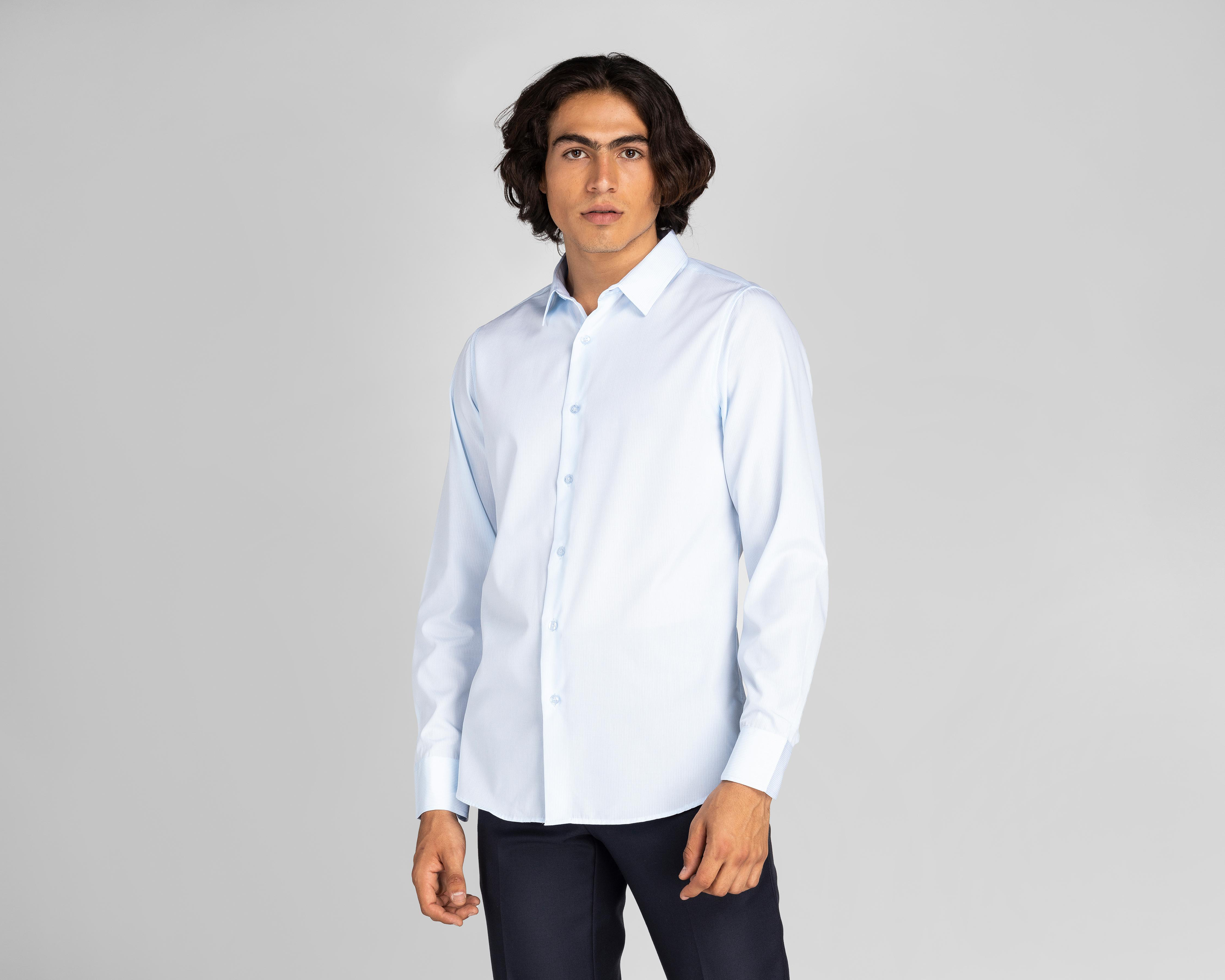 Camisa Casual Wall Street Contempo Regular Azul