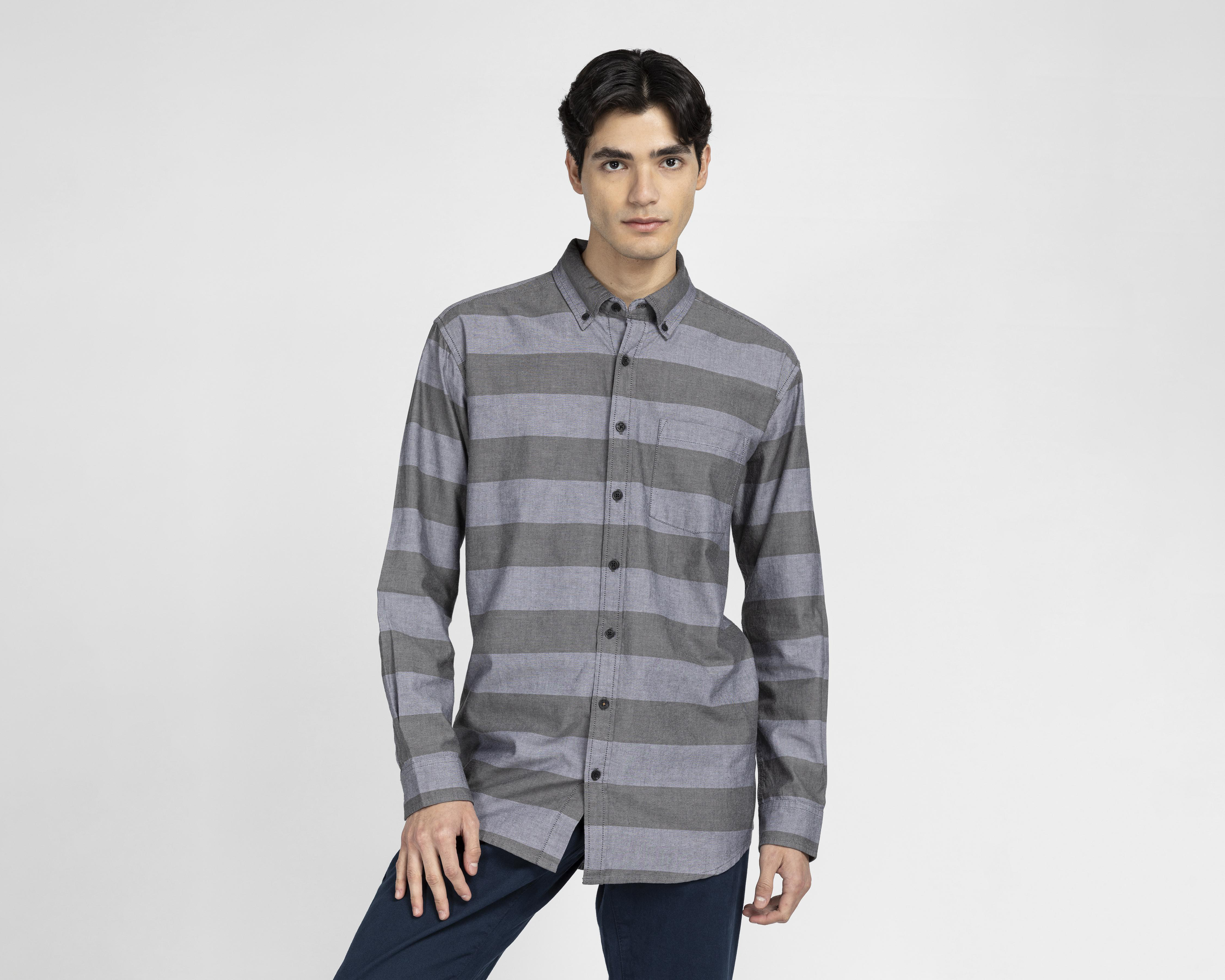 Camisa de Moda Porto Sur Regular a Rayas