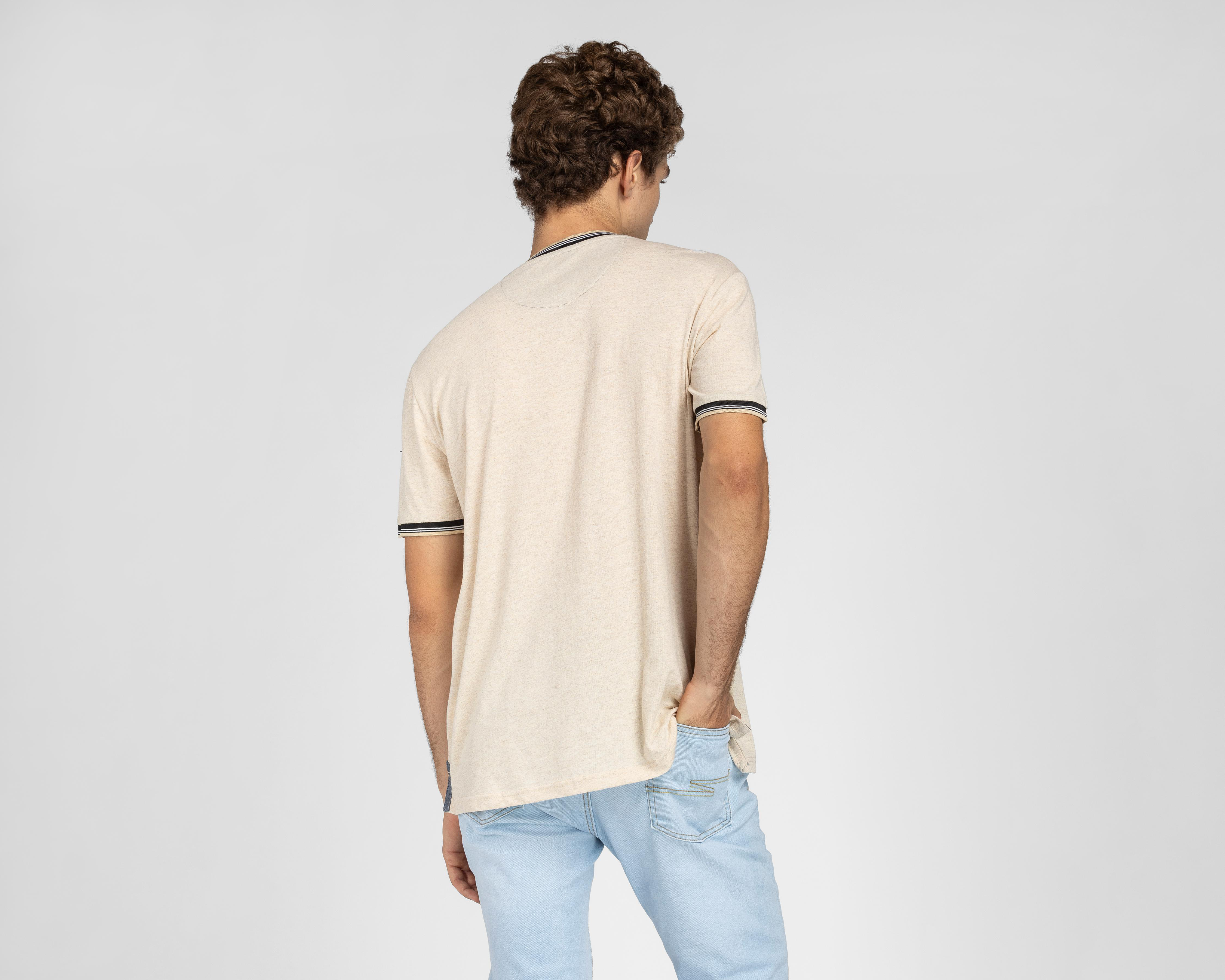 Foto 4 pulgar | Playera Refill Cuello Mao Beige para Hombre