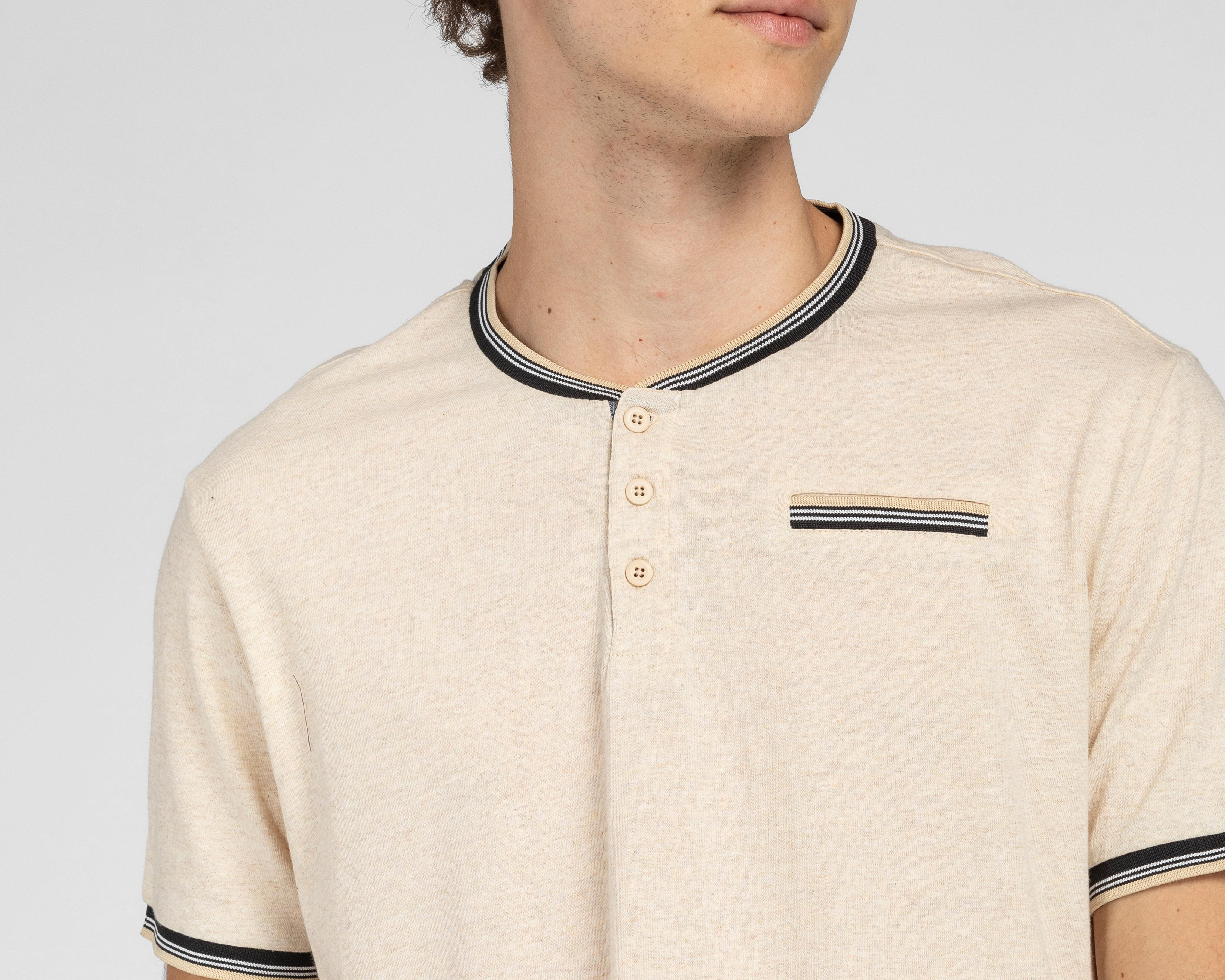 Foto 5 pulgar | Playera Refill Cuello Mao Beige para Hombre