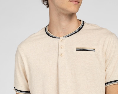 Foto 4 | Playera Refill Cuello Mao Beige para Hombre