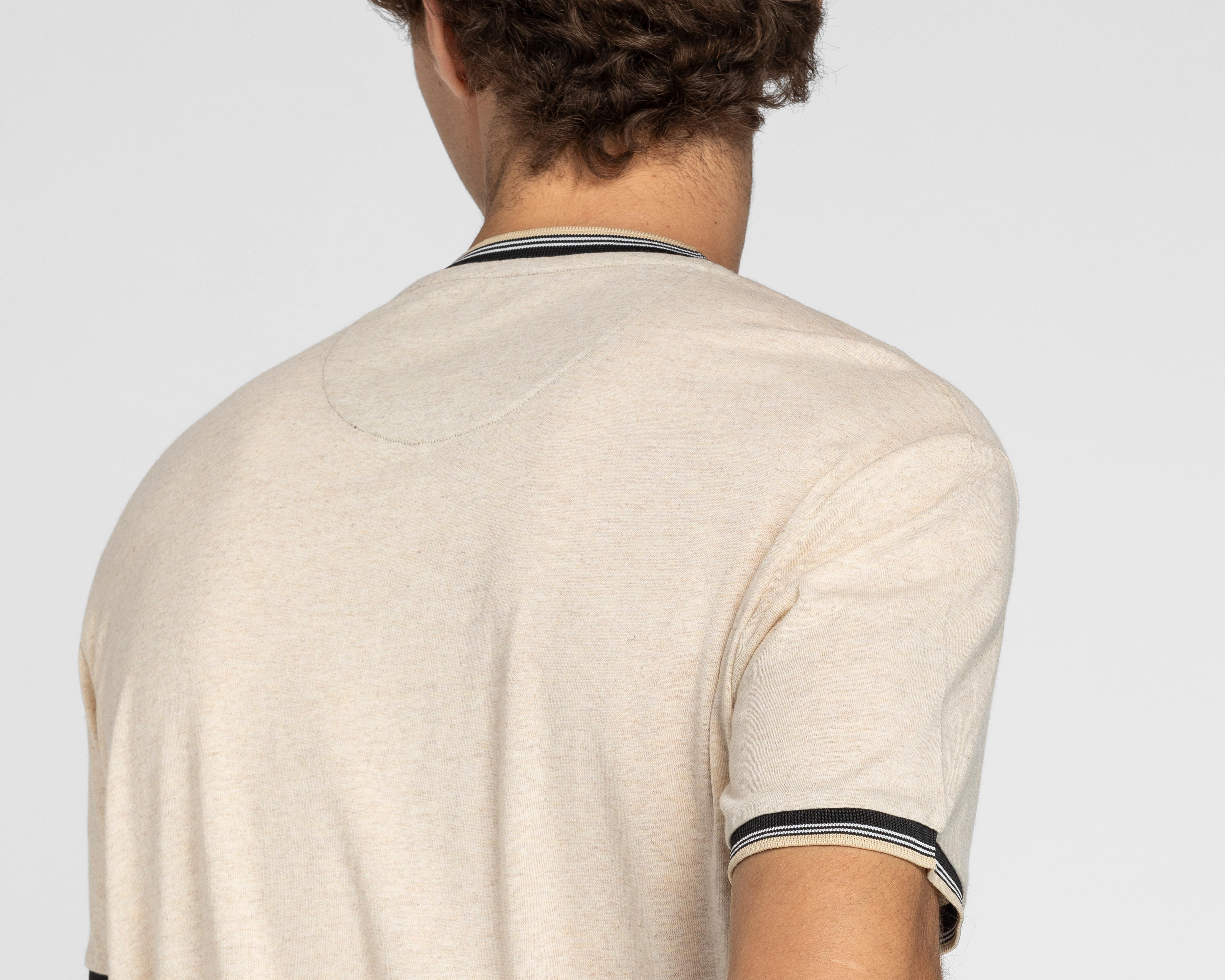 Foto 6 pulgar | Playera Refill Cuello Mao Beige para Hombre