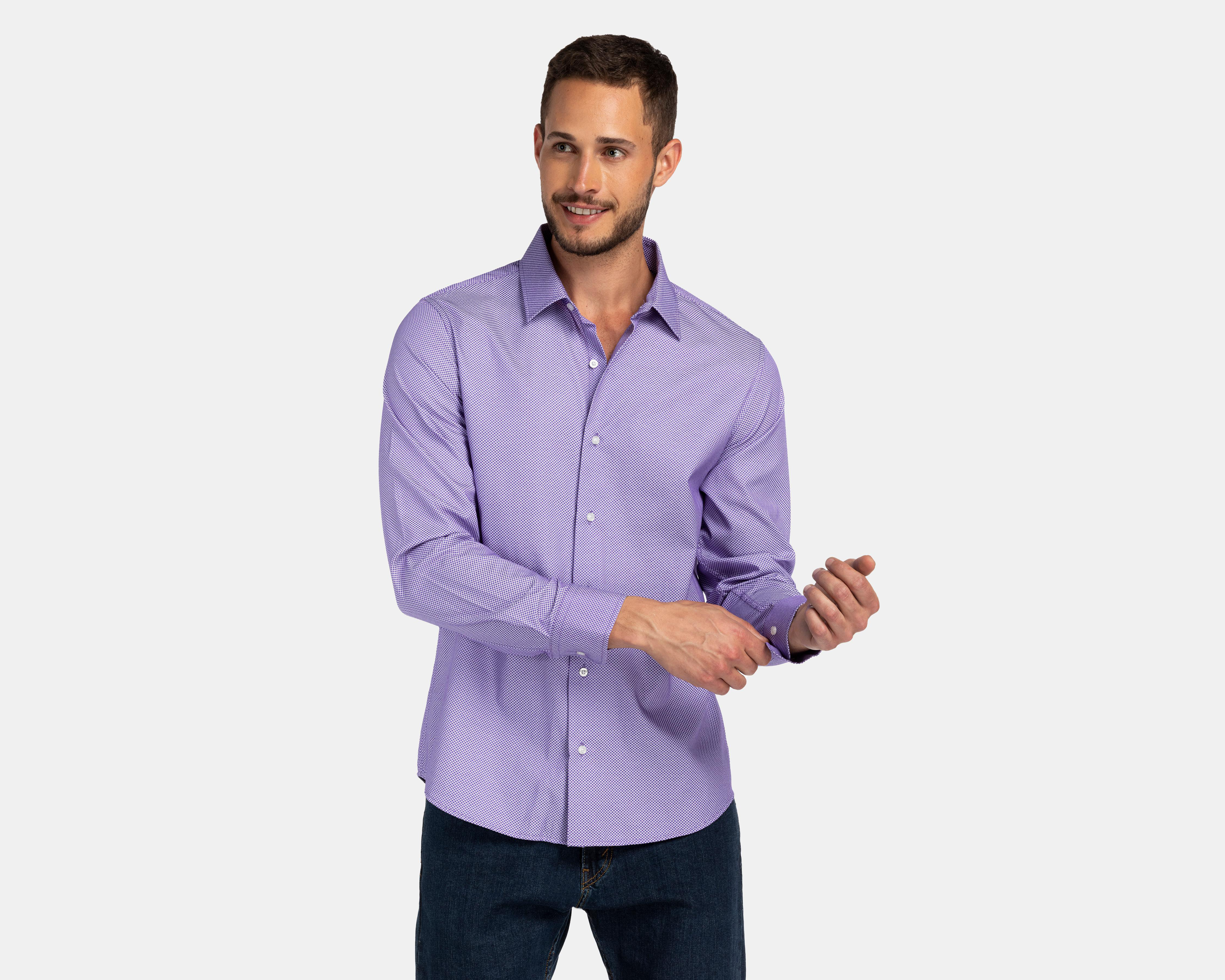 Camisa de Vestir Wall Street Manga Larga Cuello Americano