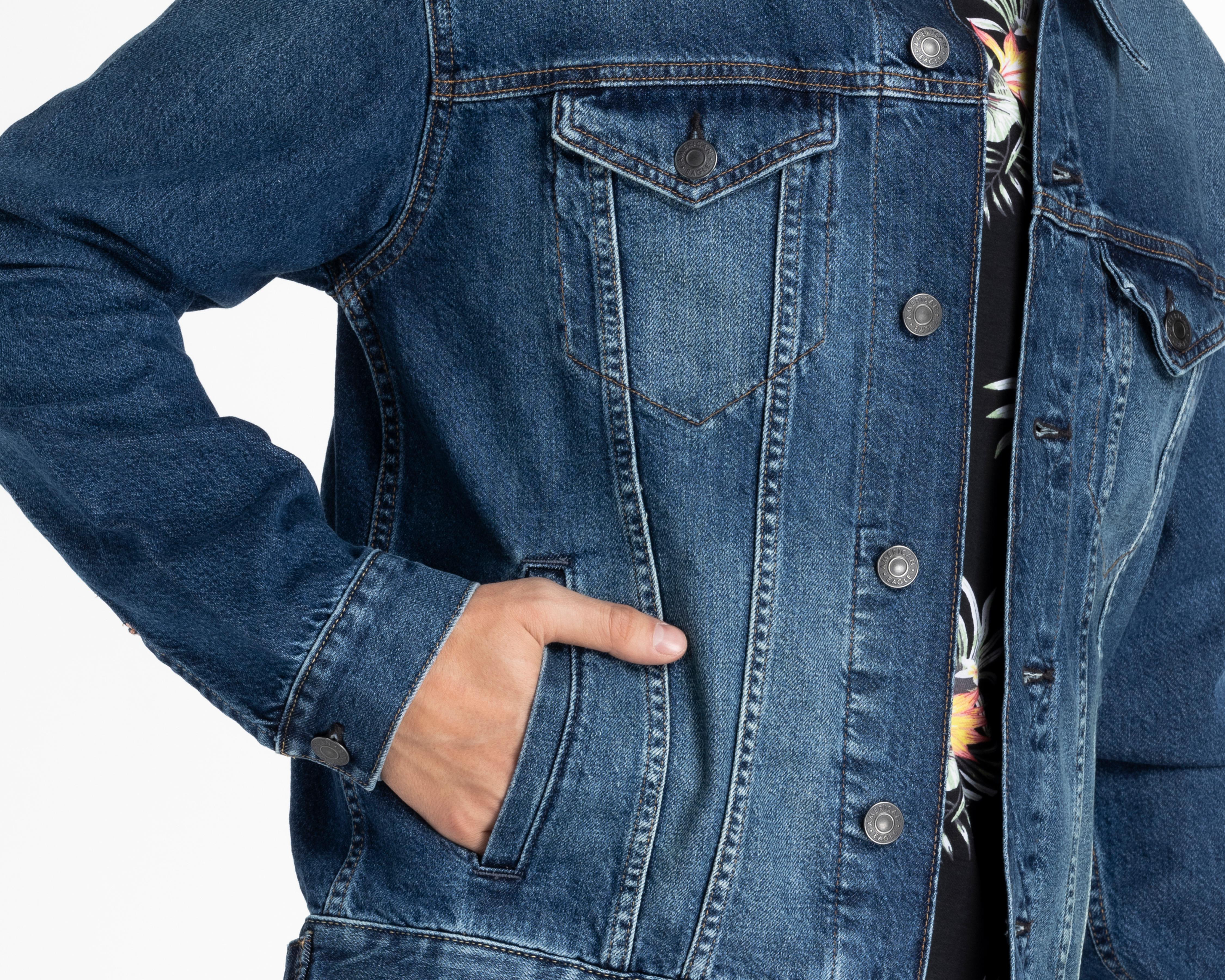 Foto 4 pulgar | Chamarra American Eagle Outfitters Trucker de Mezclilla para Hombre