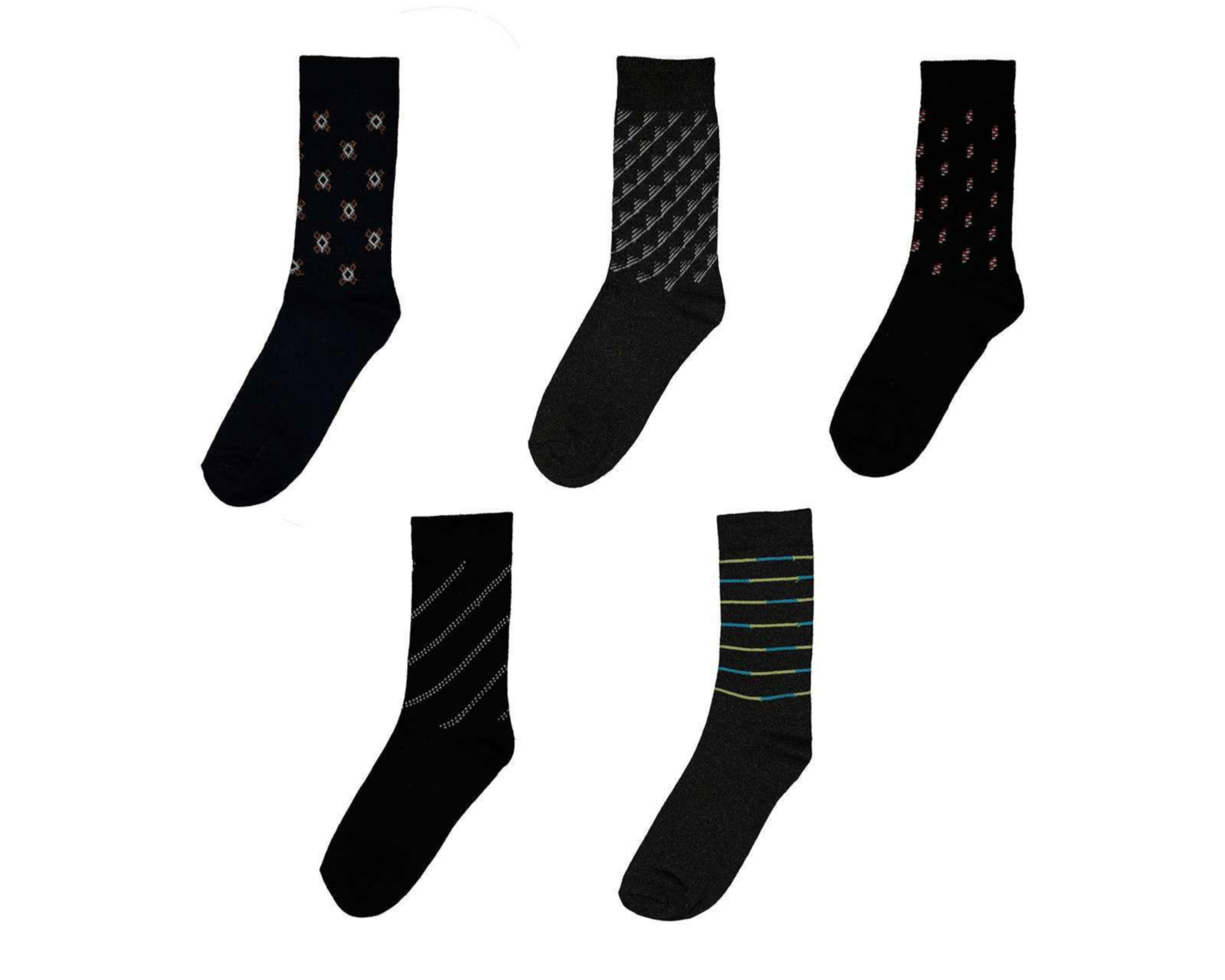 Foto 2 pulgar | Calcetas Largas Wall Street para Hombre 5 Pares