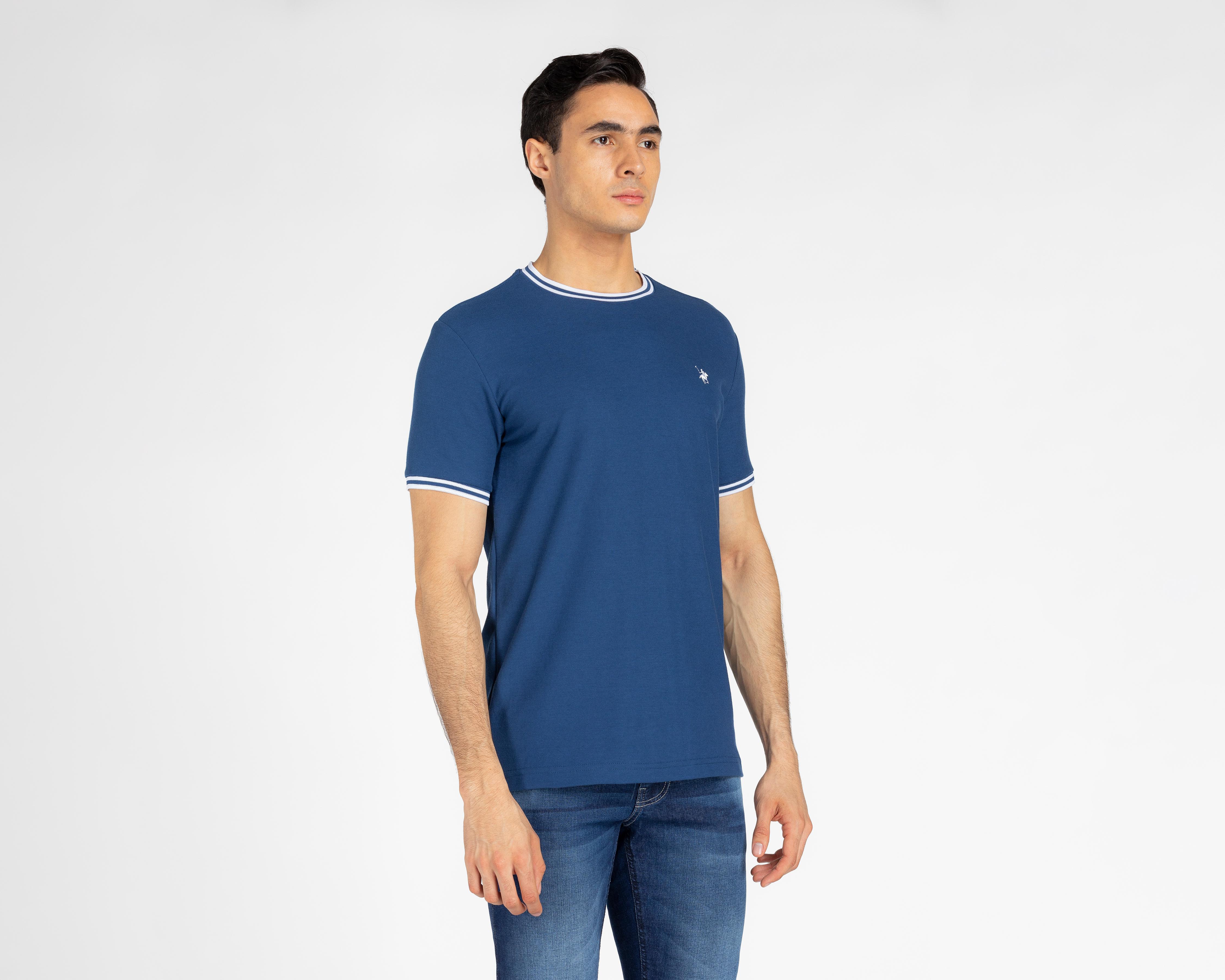 Playera tipo discount polo cuello redondo