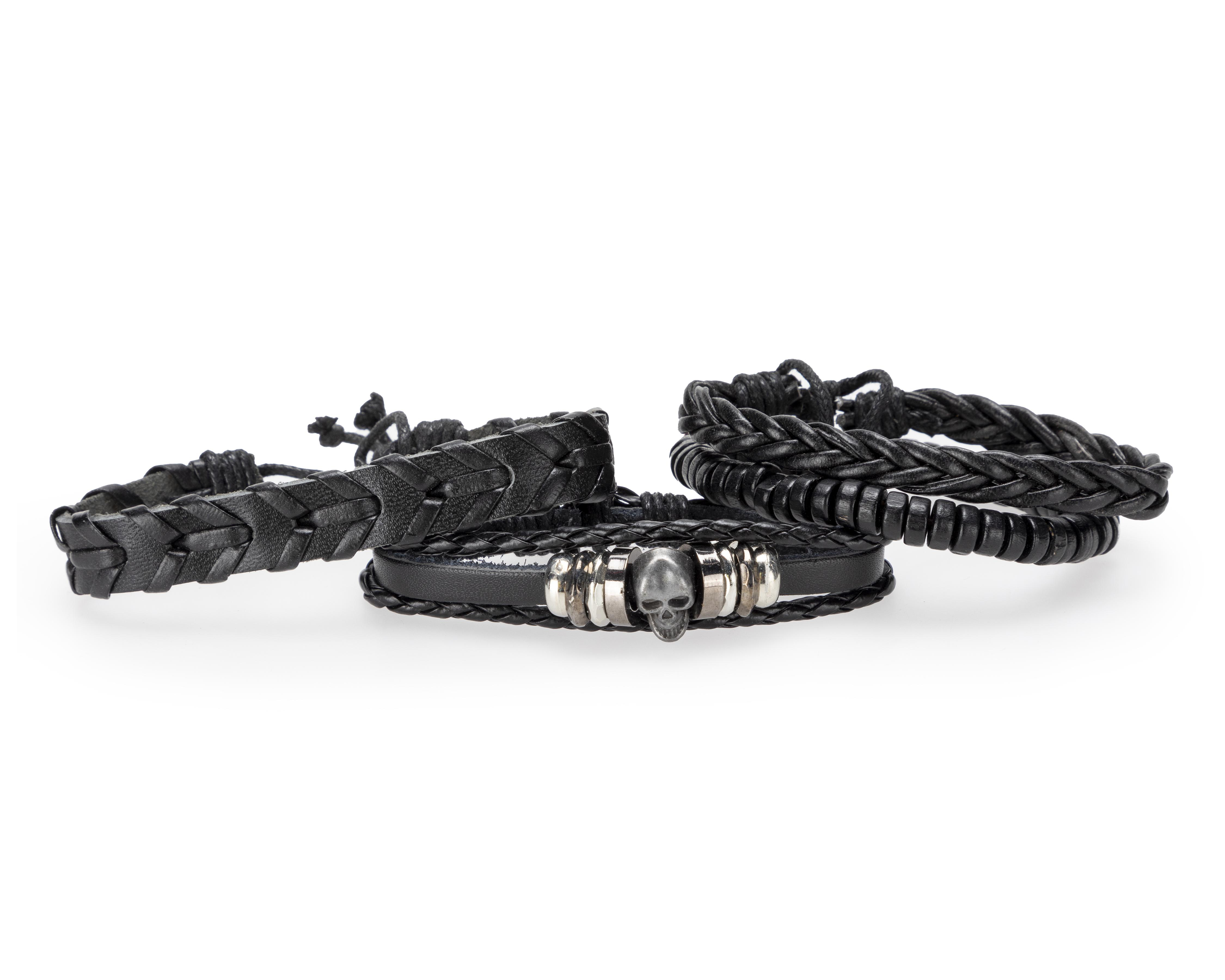Pulseras Refill de Calavera Negras 4 Piezas