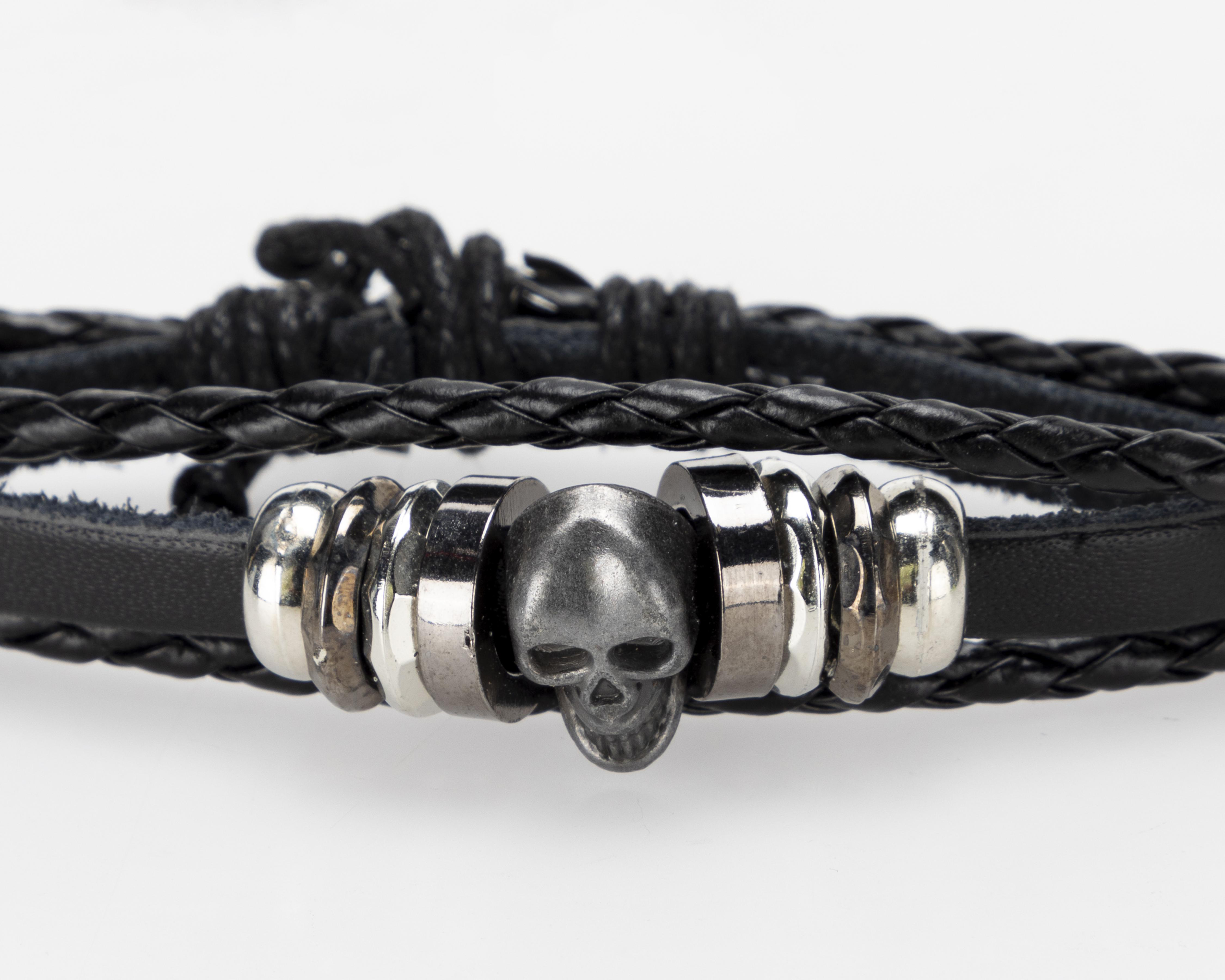 Foto 4 pulgar | Pulseras Refill de Calavera Negras 4 Piezas