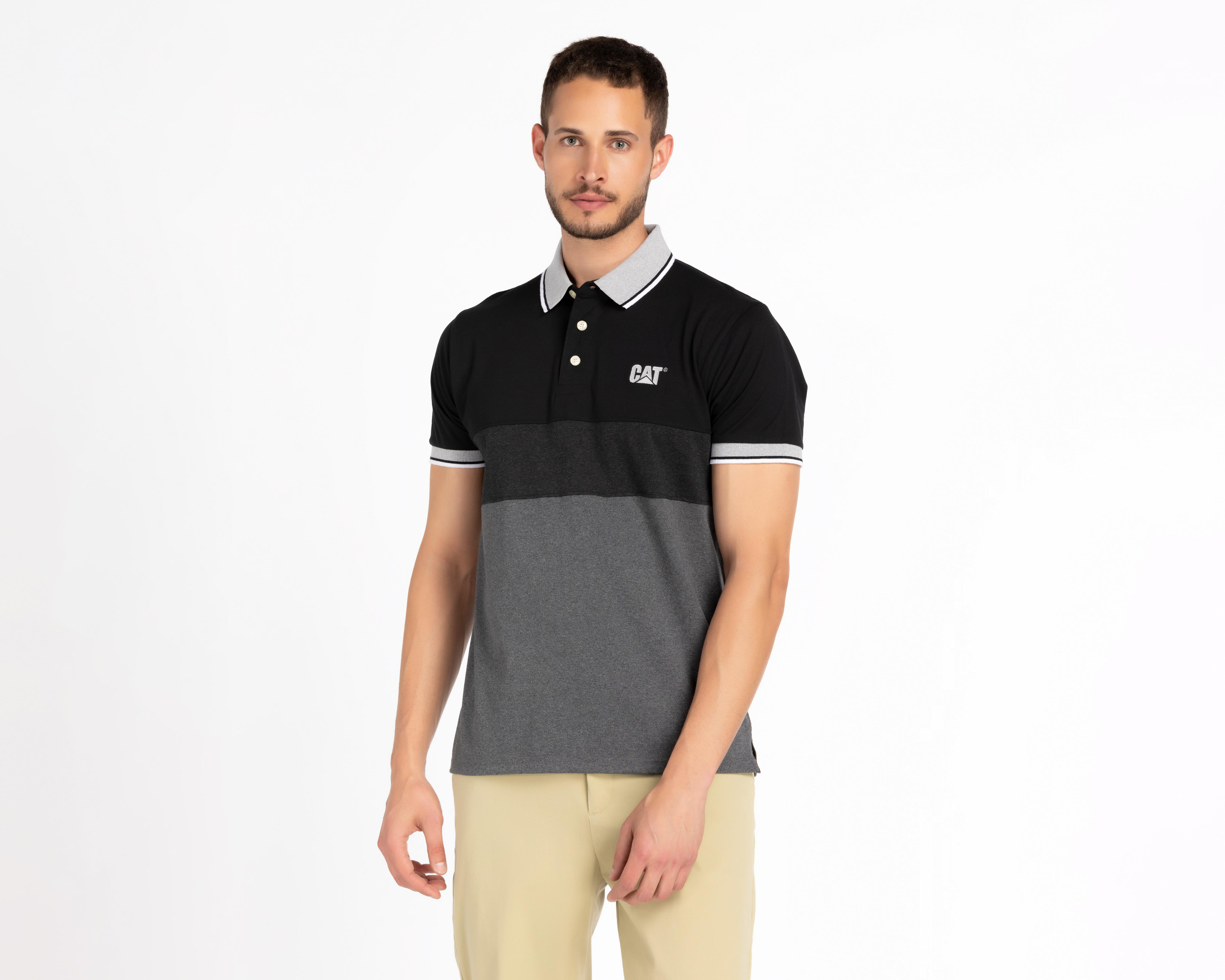 Playera Polo CAT Gris y Azul para Hombre $349