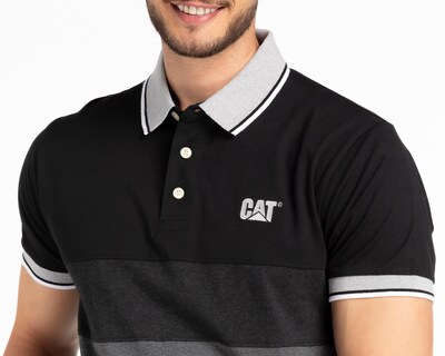 Foto 3 | Playera Polo CAT Gris y Azul para Hombre