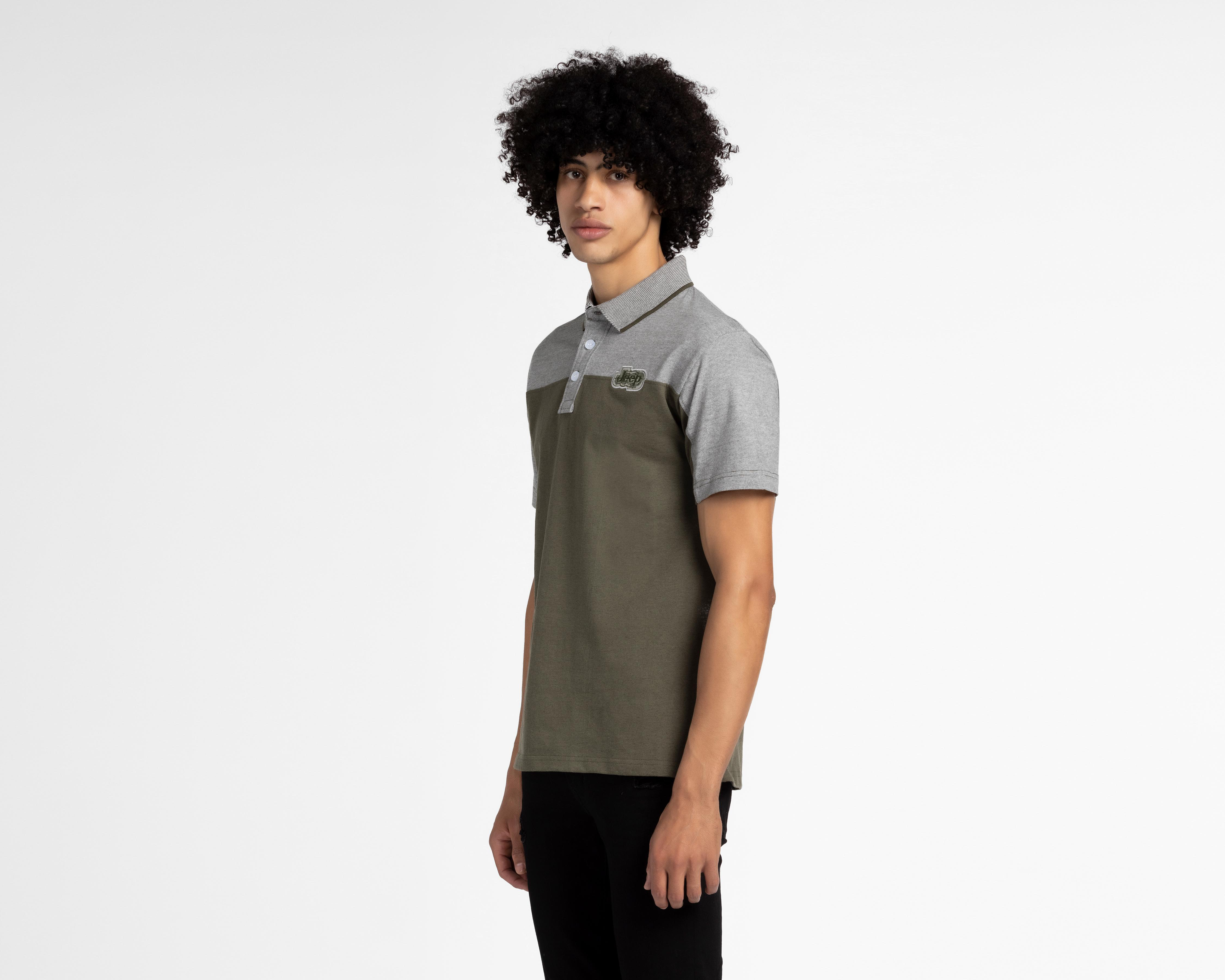 Foto 2 pulgar | Playera Polo Jeep Gris y Verde para Hombre