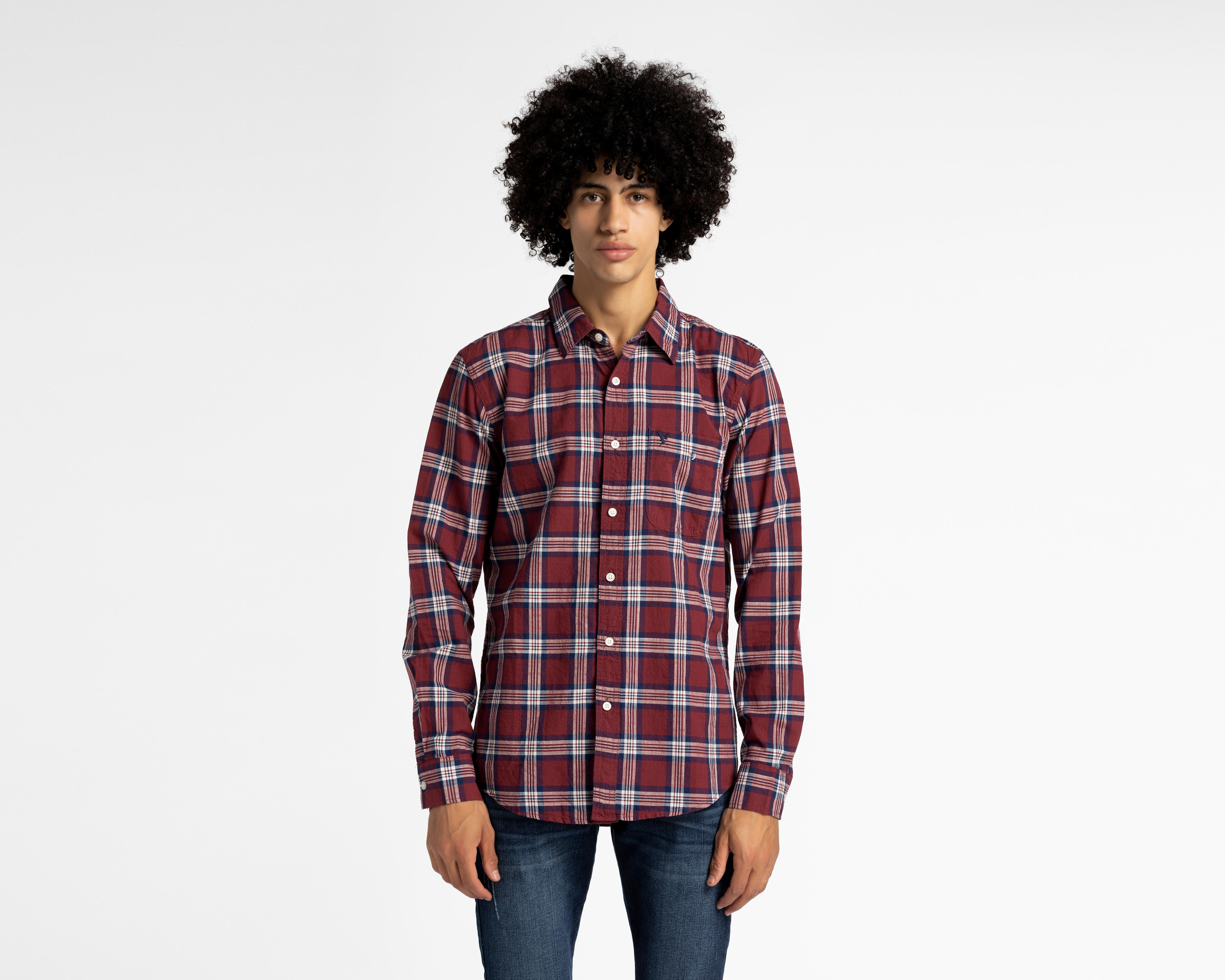Camisa Casual American Eagle Slim Fit a Cuadros para Hombre
