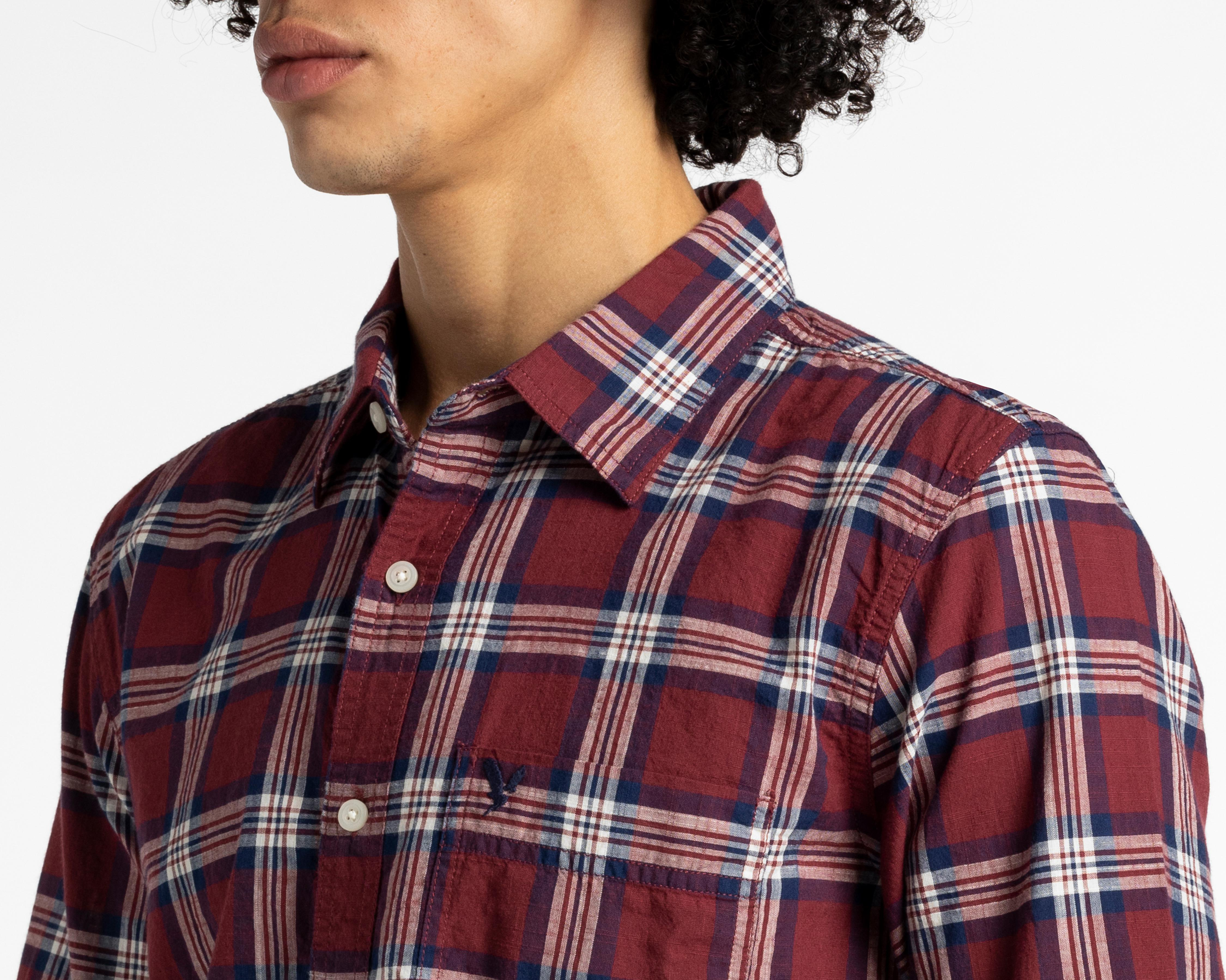 Foto 4 pulgar | Camisa Casual American Eagle Slim Fit a Cuadros para Hombre