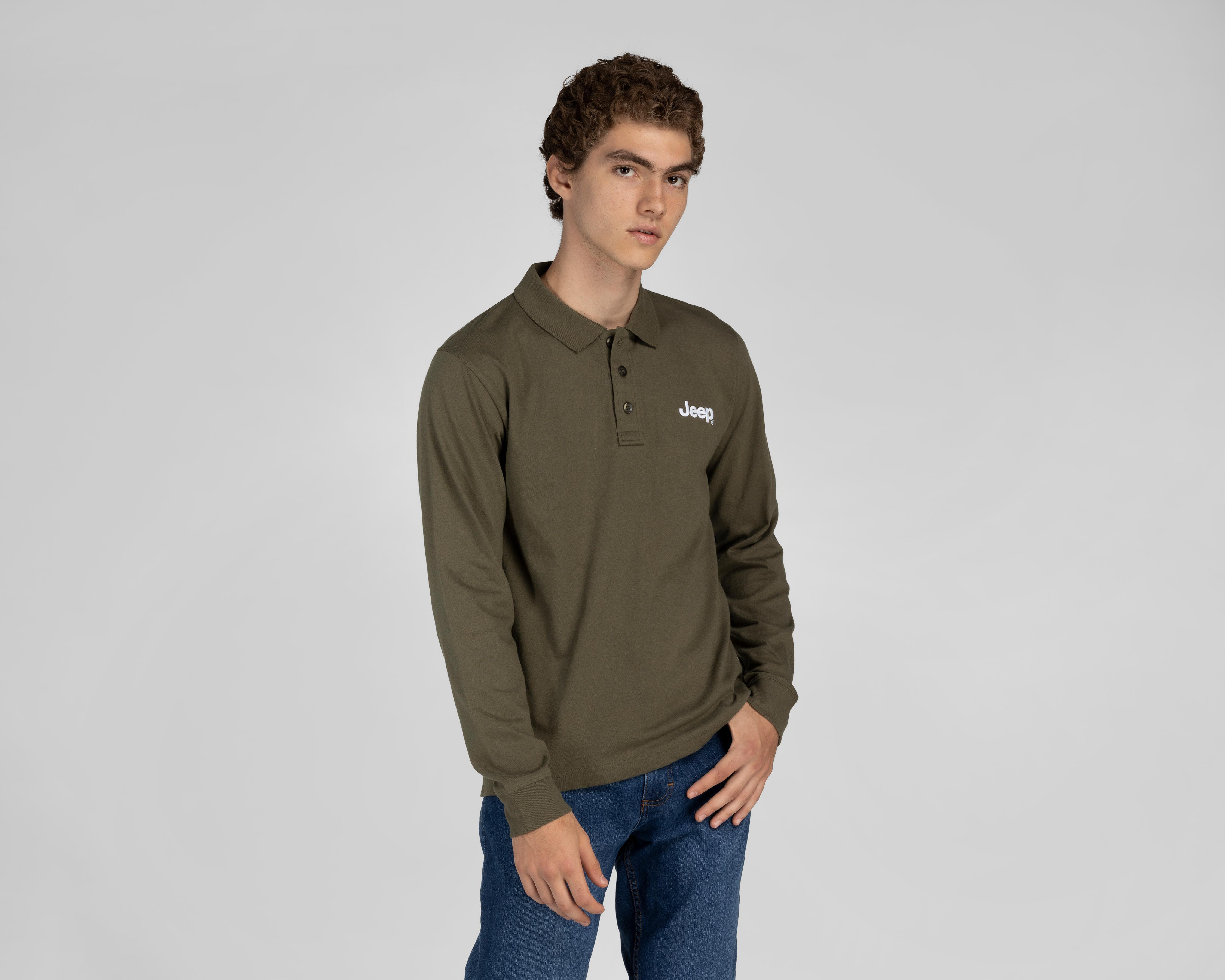 Playera Polo Jeep Manga Larga Verde para Hombre $168
