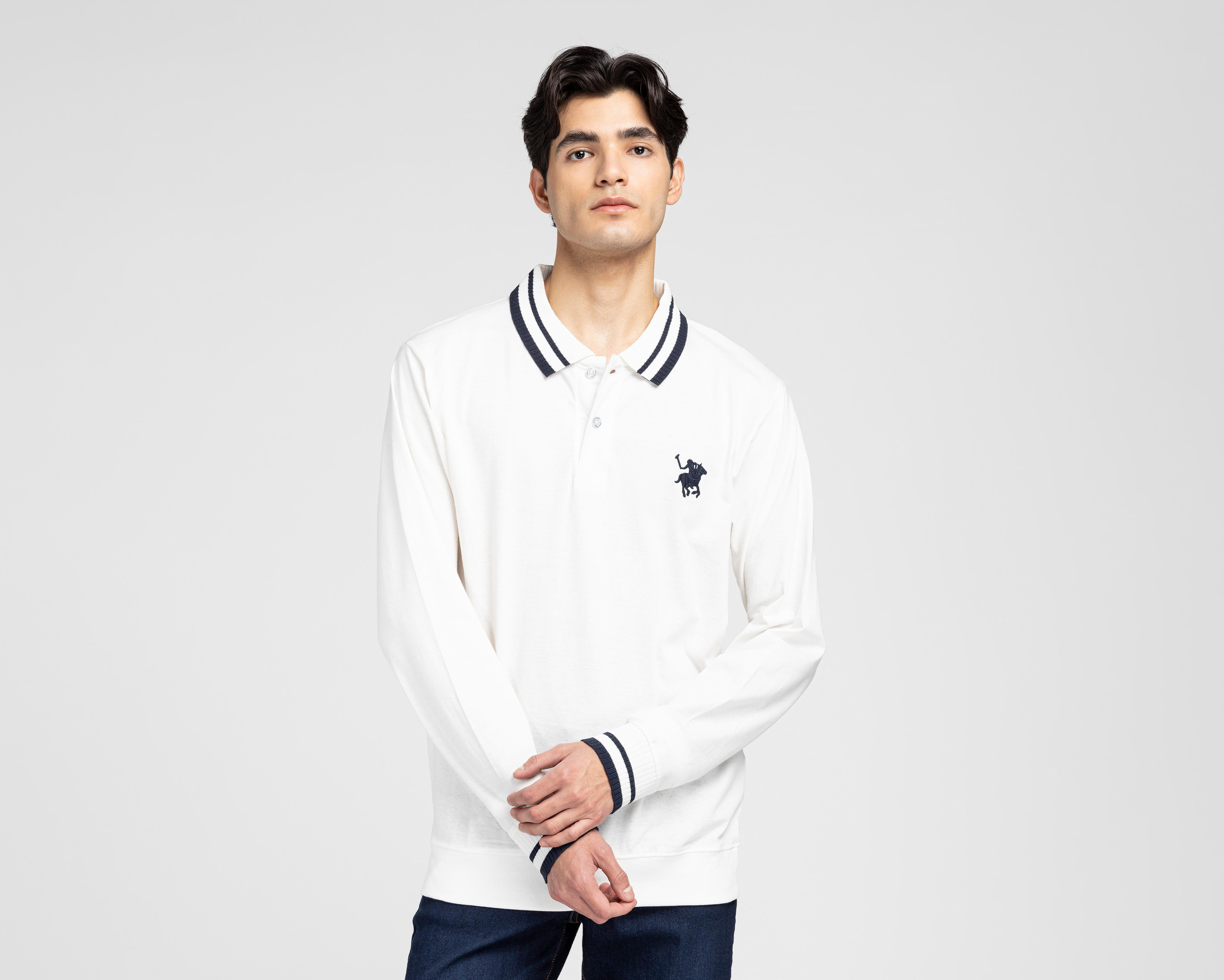 Playera Polo York Team Polo Club Manga Larga Blanca para Hombre $140