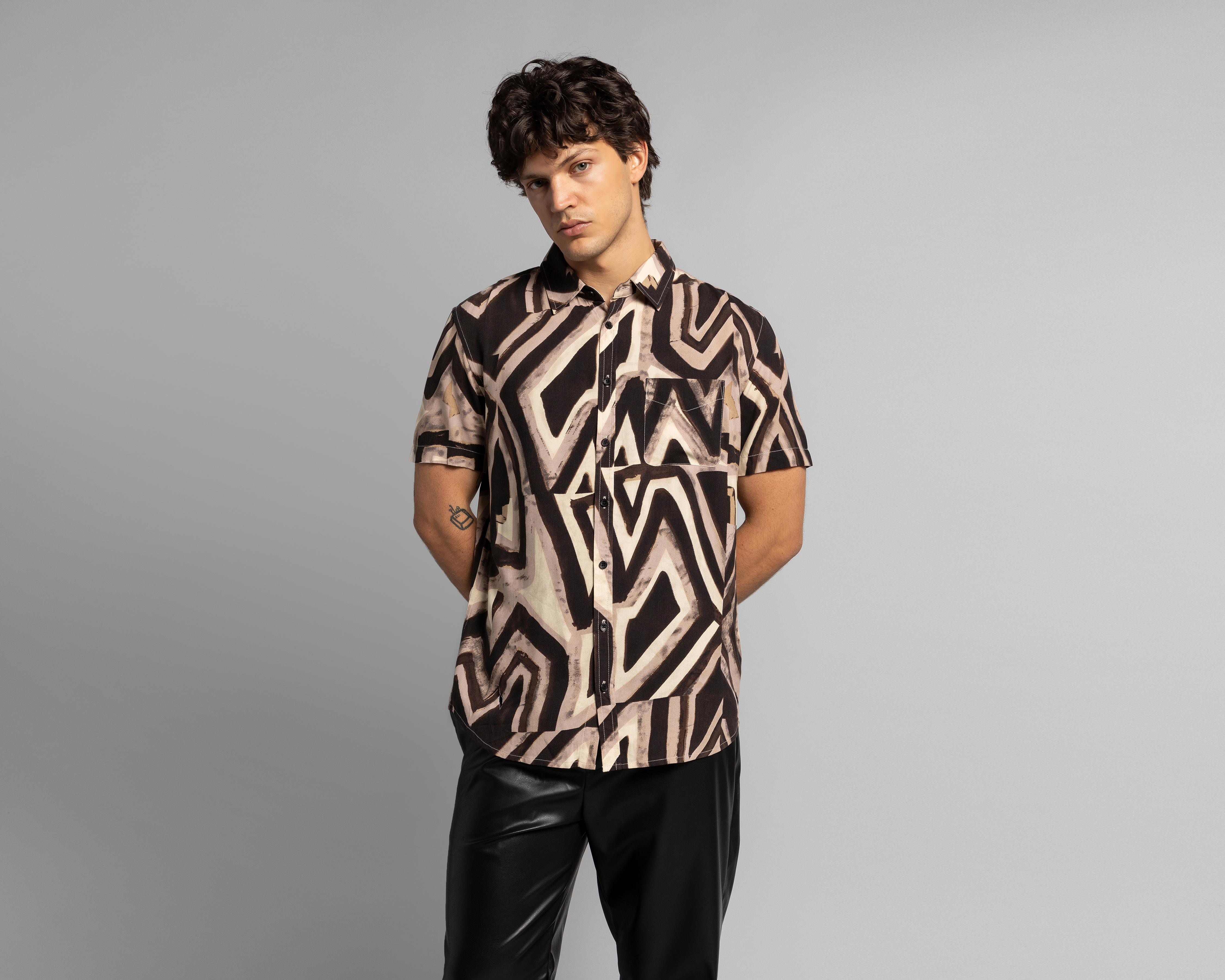 Foto 3 pulgar | Camisa de Moda Thinner Regular Fit Estampada