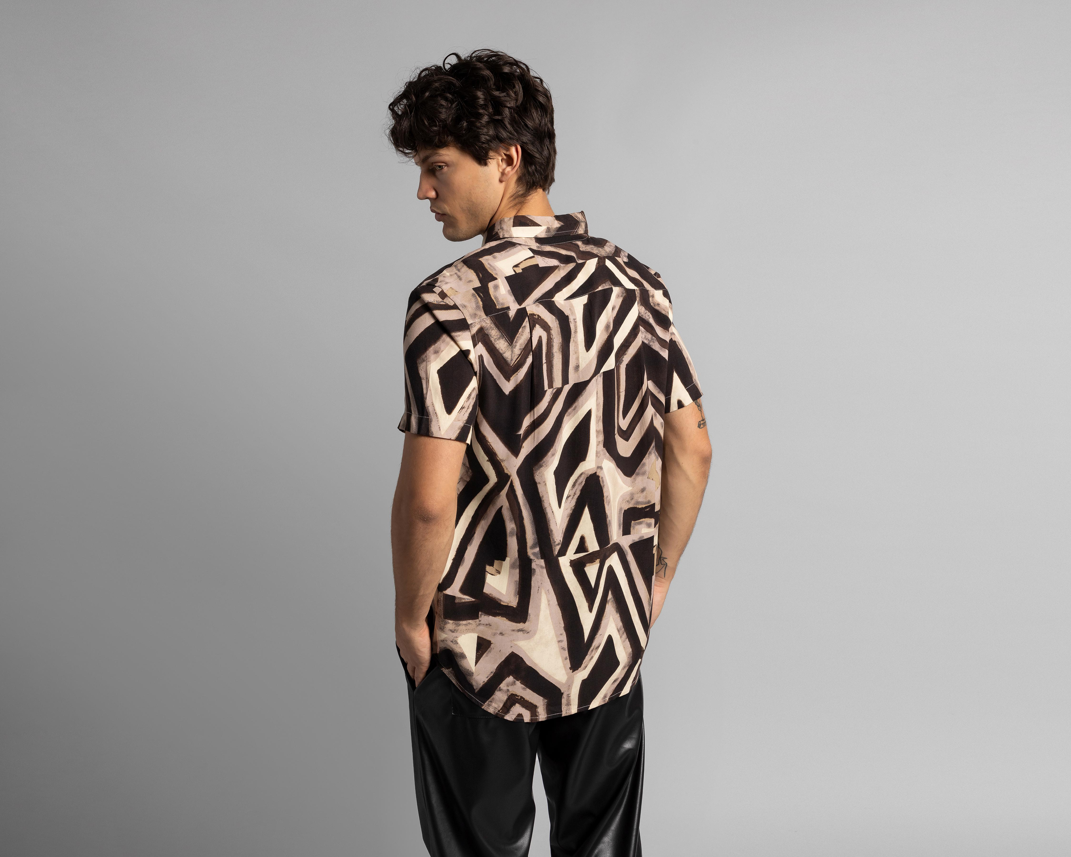 Foto 4 pulgar | Camisa de Moda Thinner Regular Fit Estampada