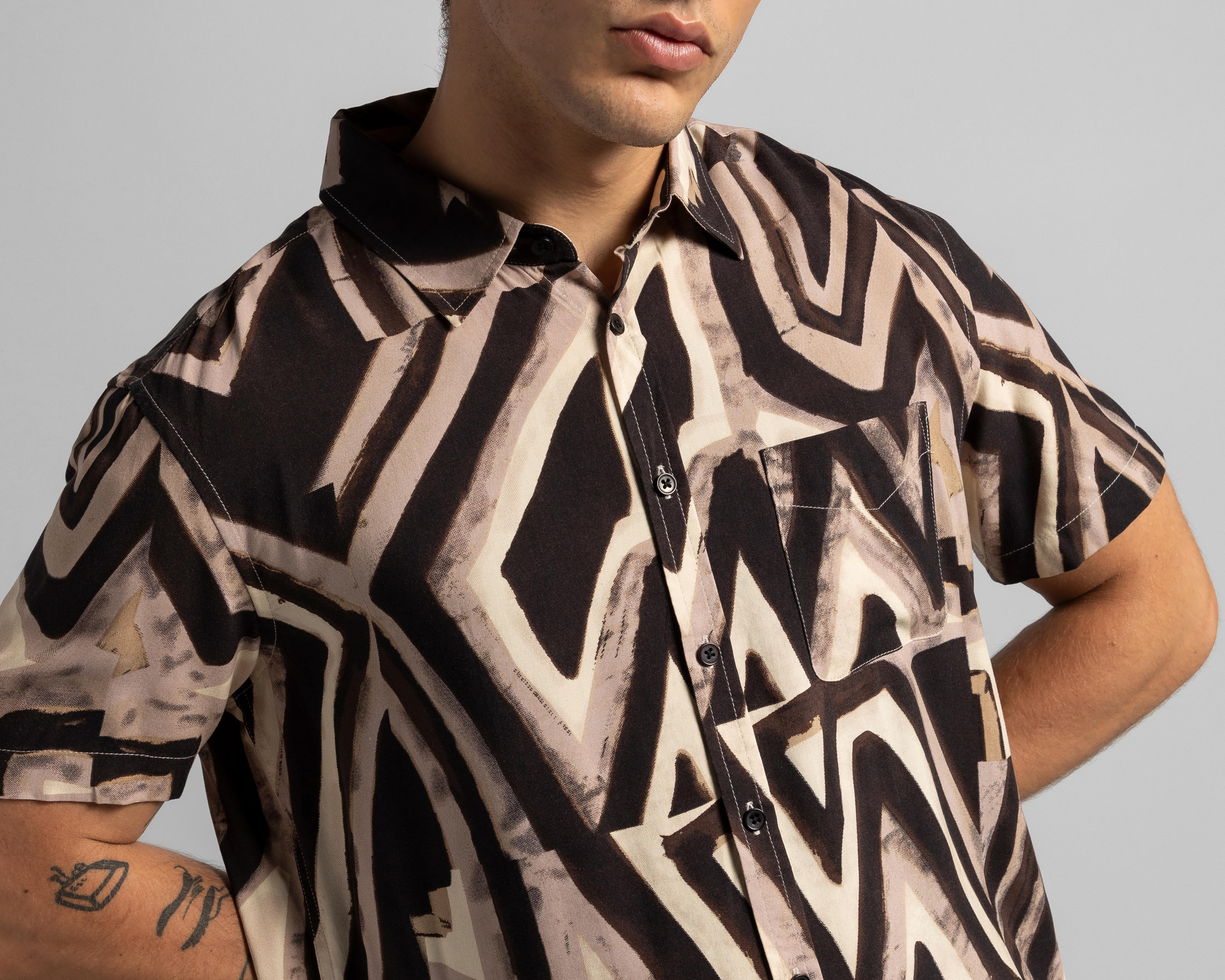 Foto 5 pulgar | Camisa de Moda Thinner Regular Fit Estampada