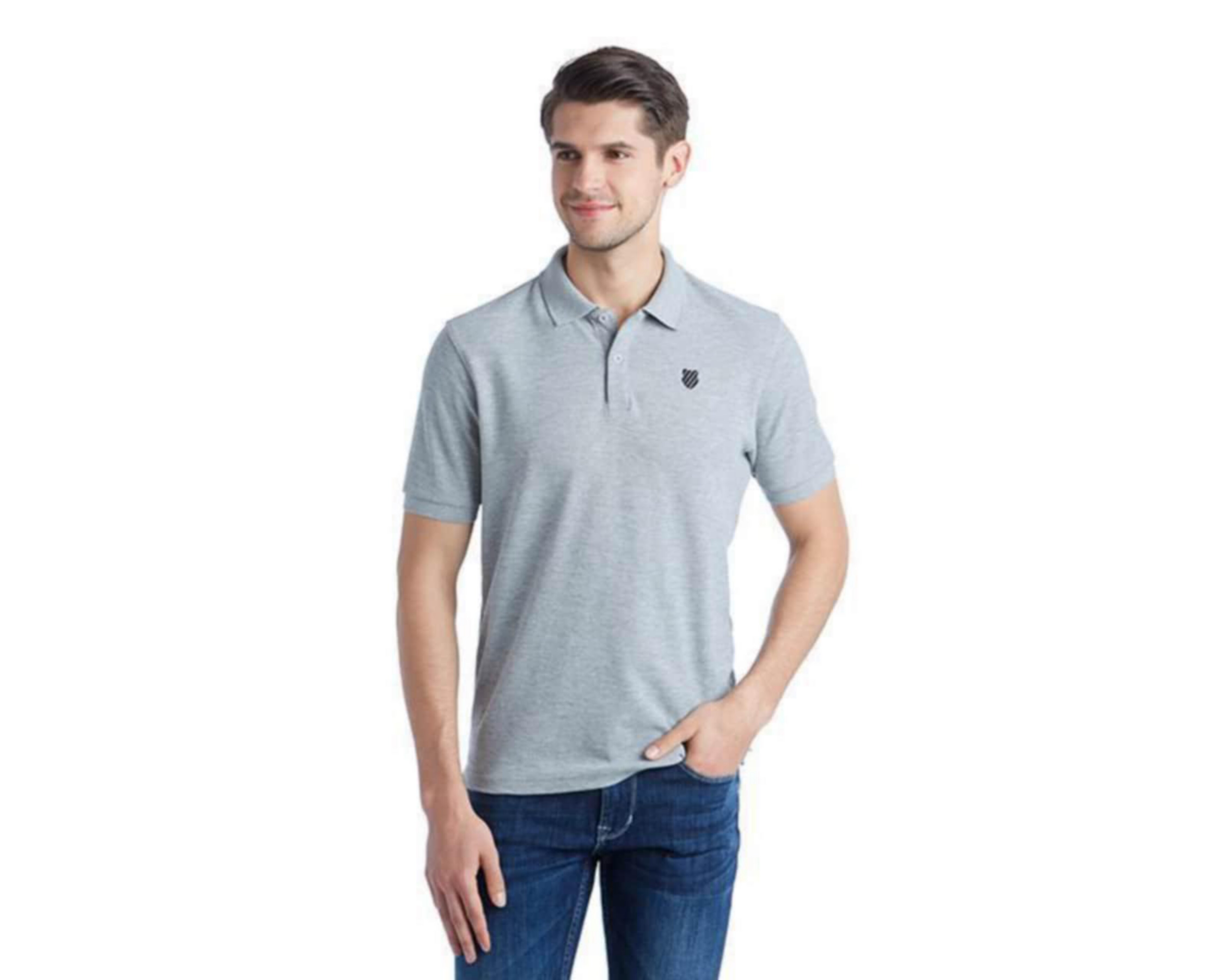 polo gris hombre