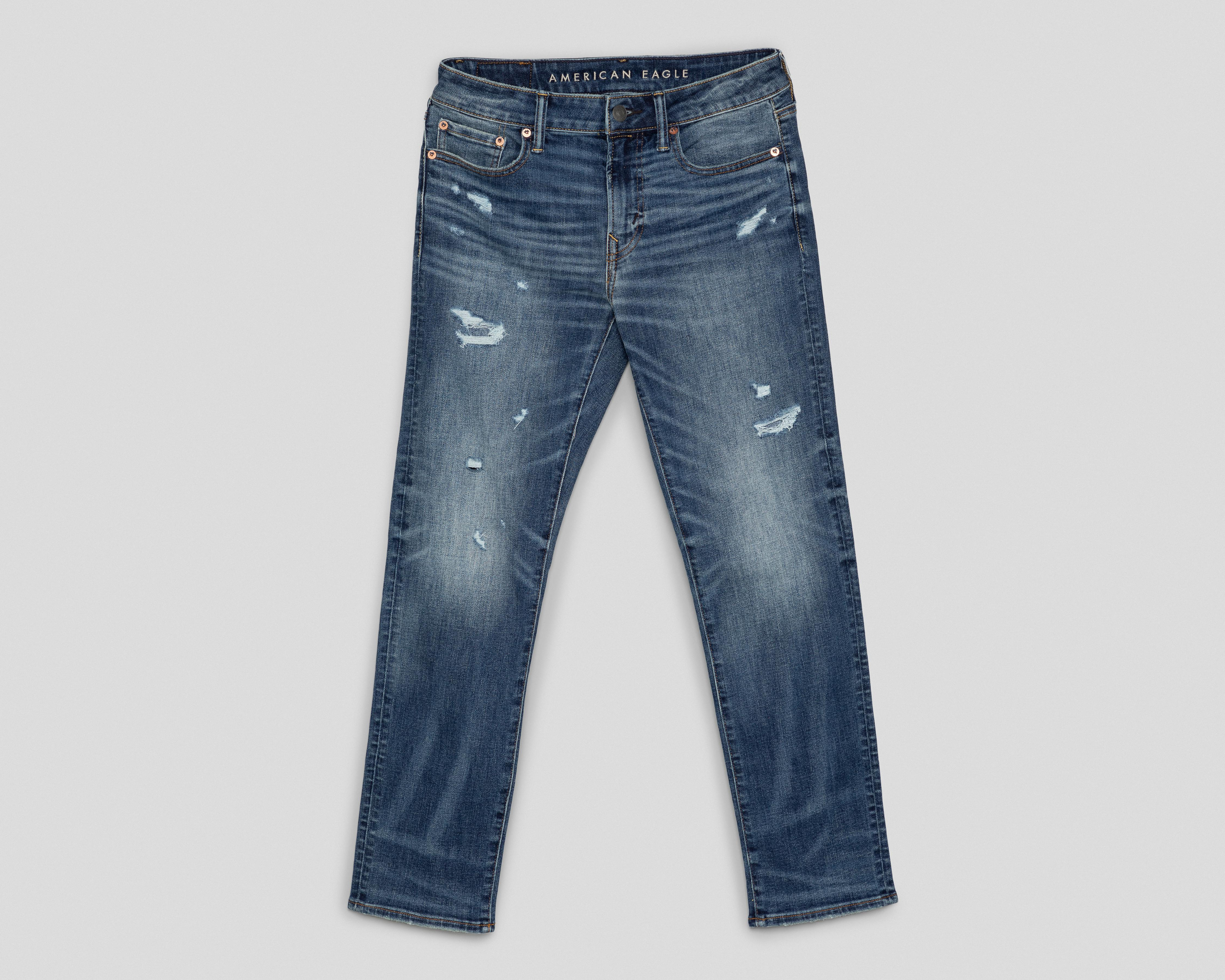 Jeans Slim American Eagle Dark Destroy para Hombre