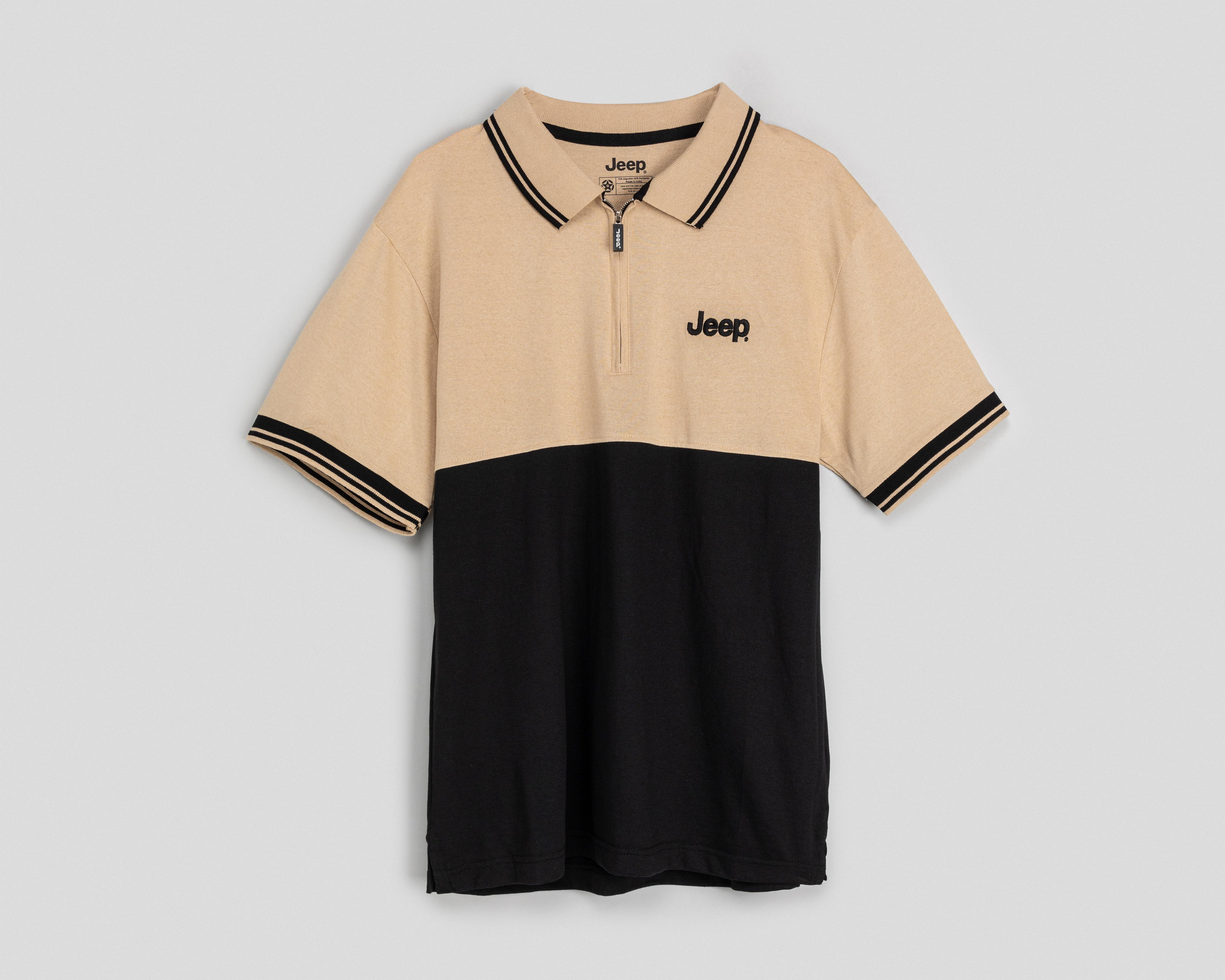 Foto 2 pulgar | Playera Polo Jeep Beige y Negro para Hombre