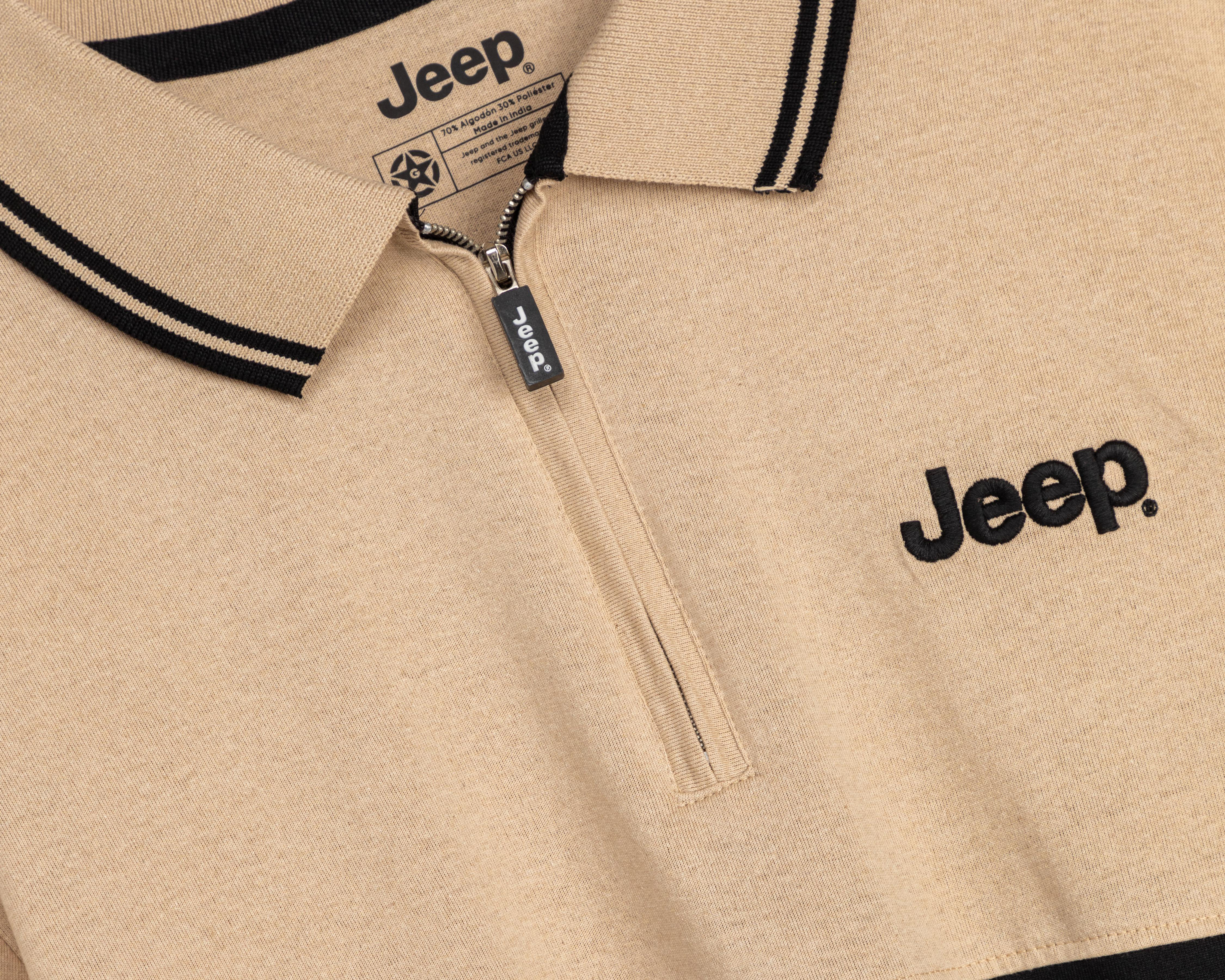 Foto 4 pulgar | Playera Polo Jeep Beige y Negro para Hombre