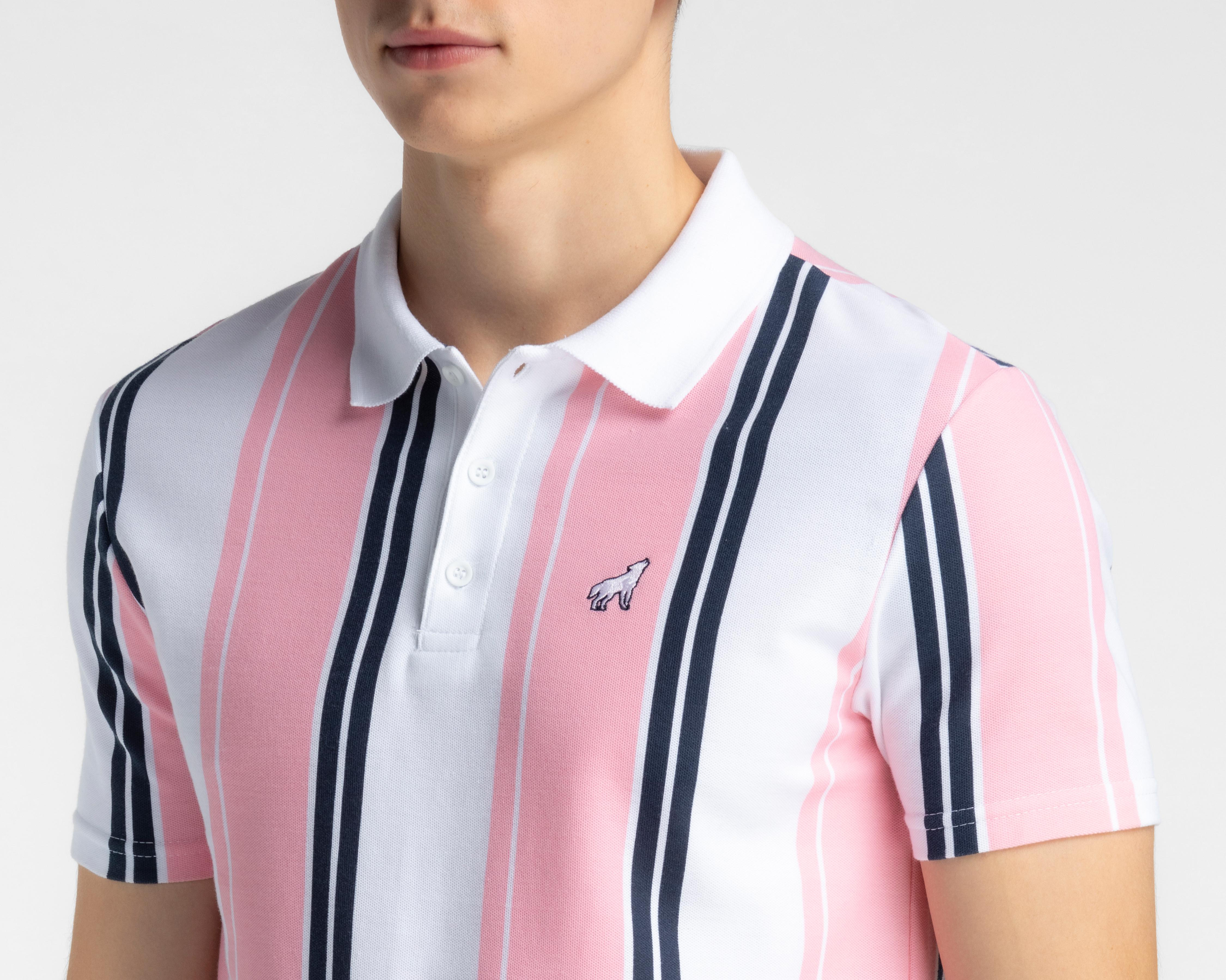 Foto 5 pulgar | Playera Polo Refill Rosa y Blanco para Hombre