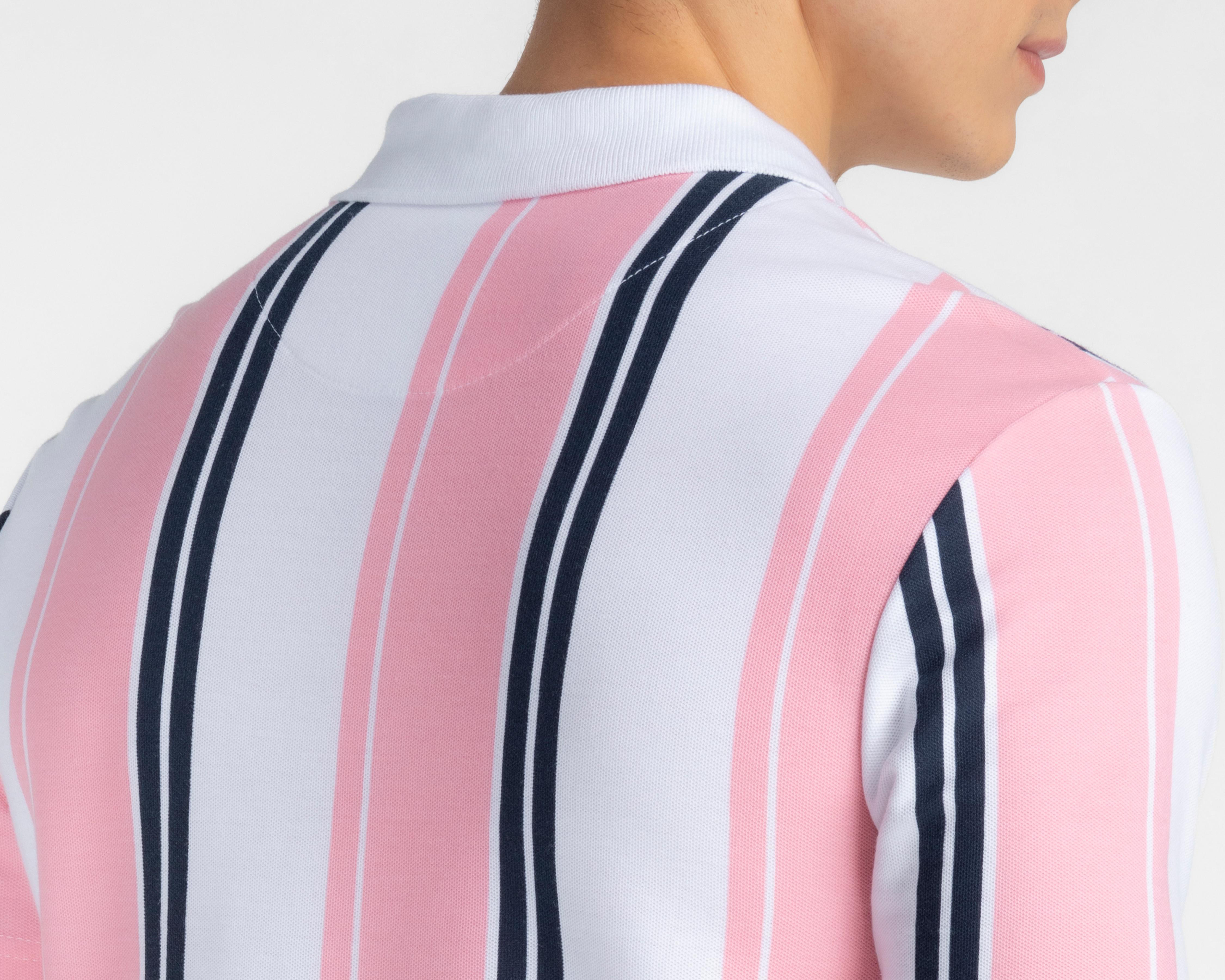 Foto 6 pulgar | Playera Polo Refill Rosa y Blanco para Hombre