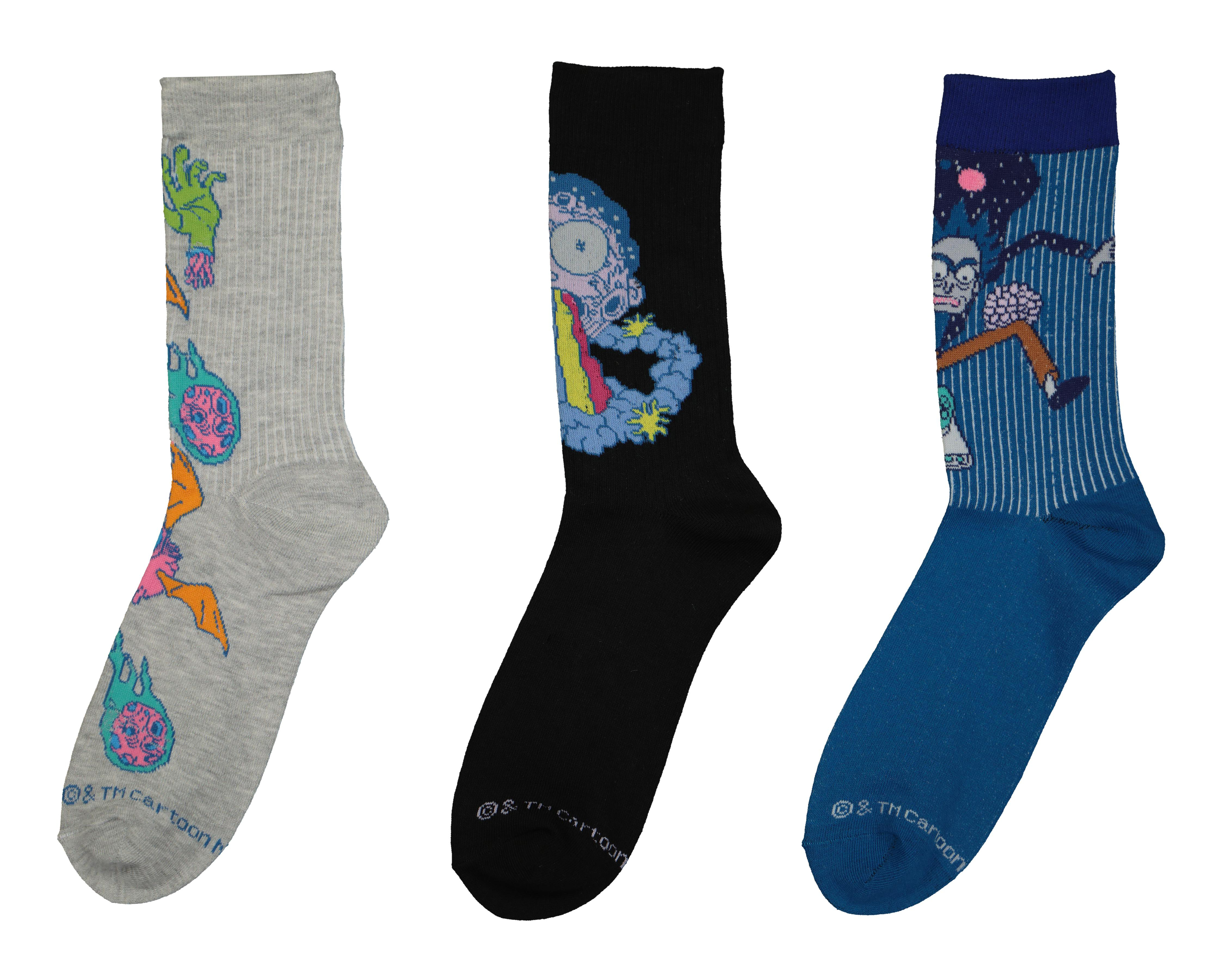 Foto 1 | Calcetas Largas Rick & Morty Estampadas para Hombre 3 Pares