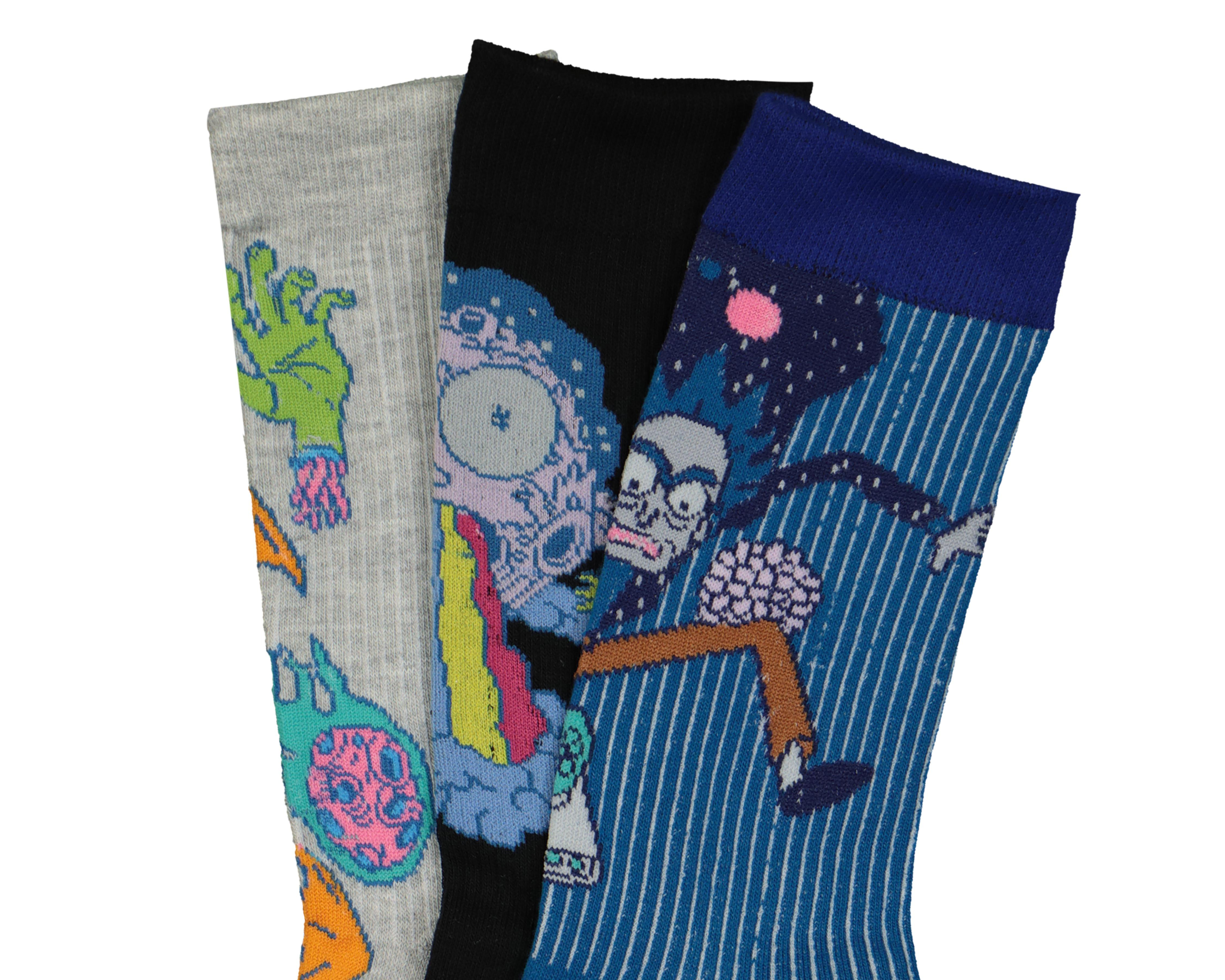 Foto 2 | Calcetas Largas Rick & Morty Estampadas para Hombre 3 Pares