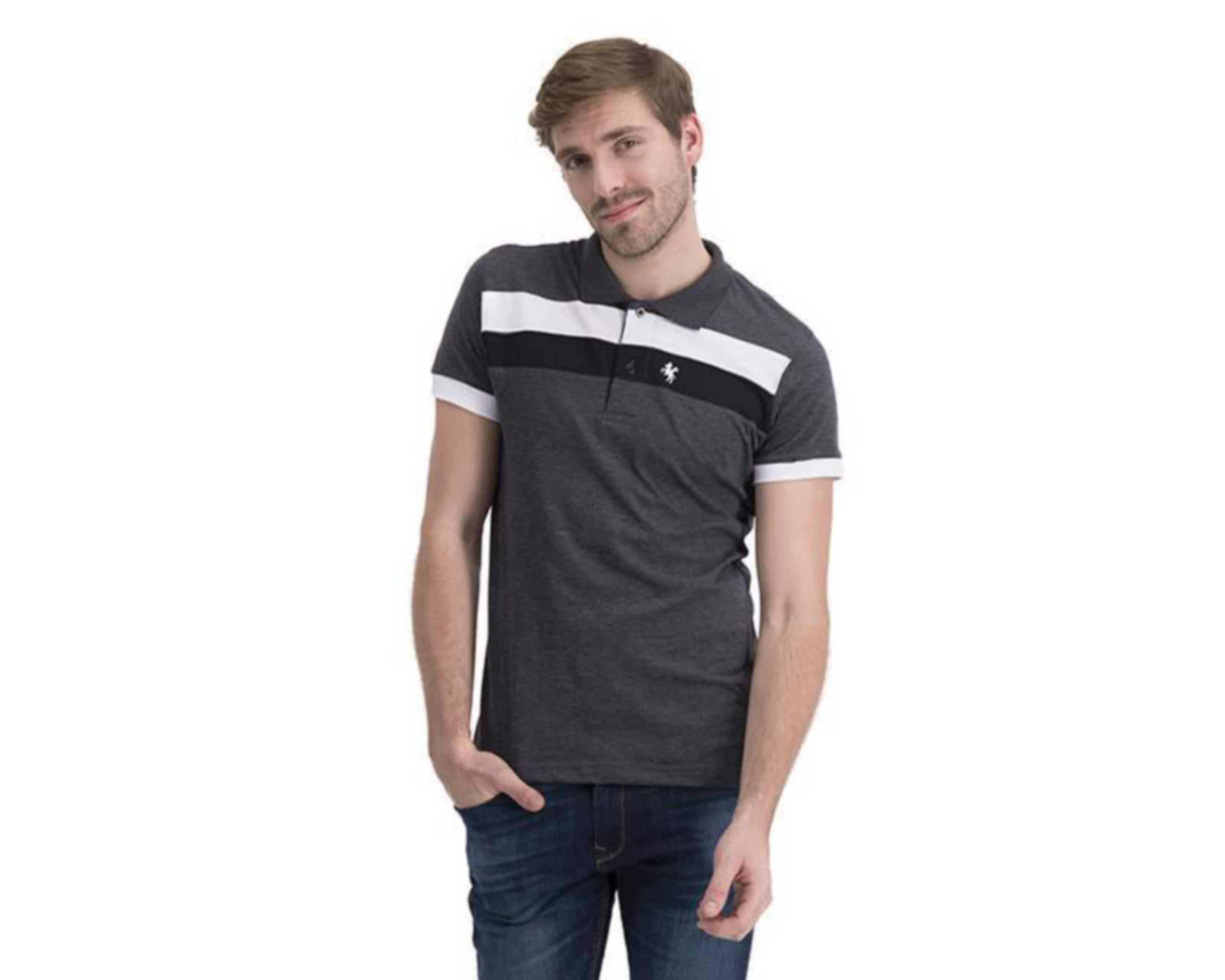 Foto 2 pulgar | Playera tipo Polo Gris marca York Team Polo Club para Hombre