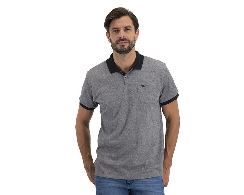 playera tipo polo gris