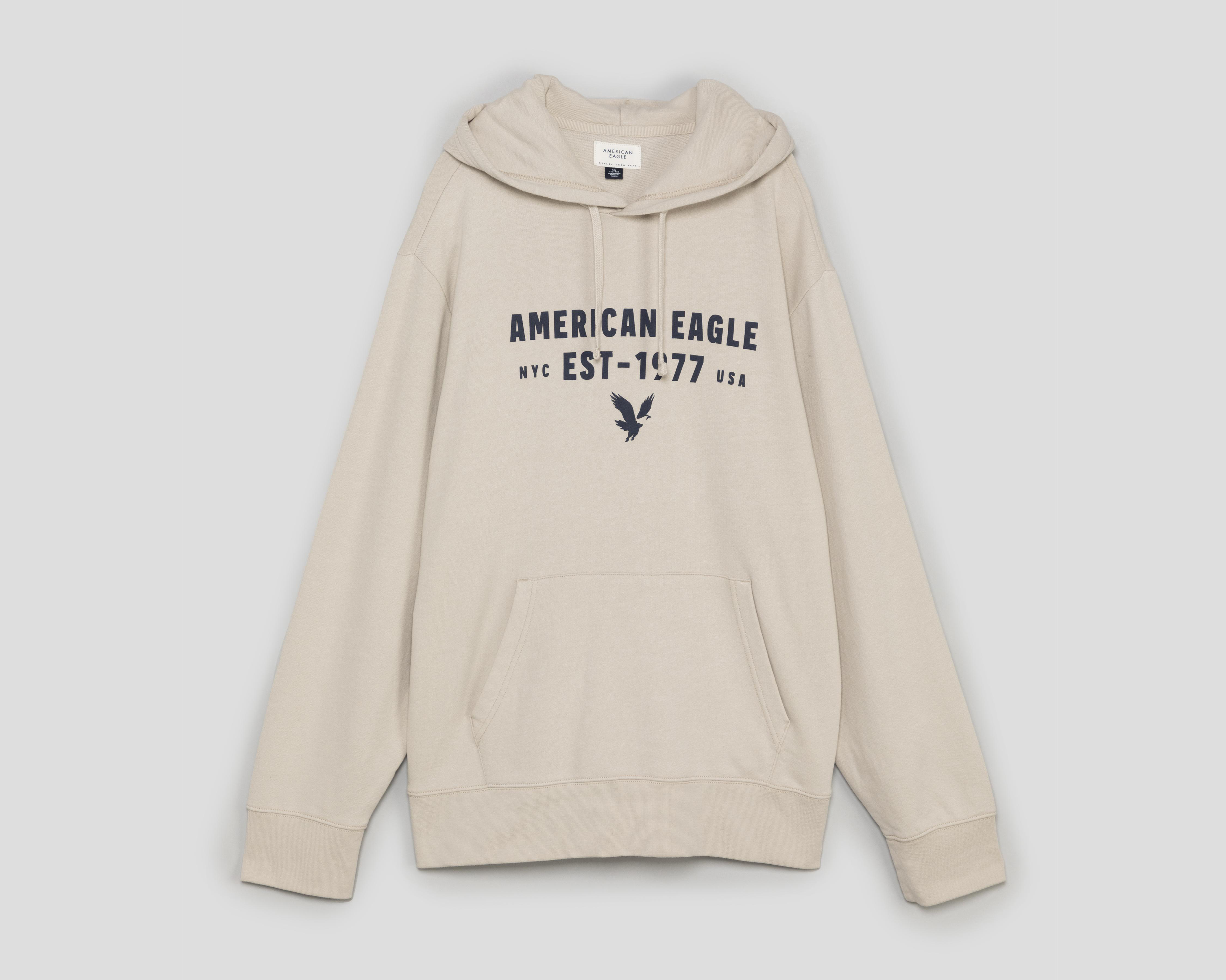 Foto 2 pulgar | Sudadera American Eagle Beige con Capucha