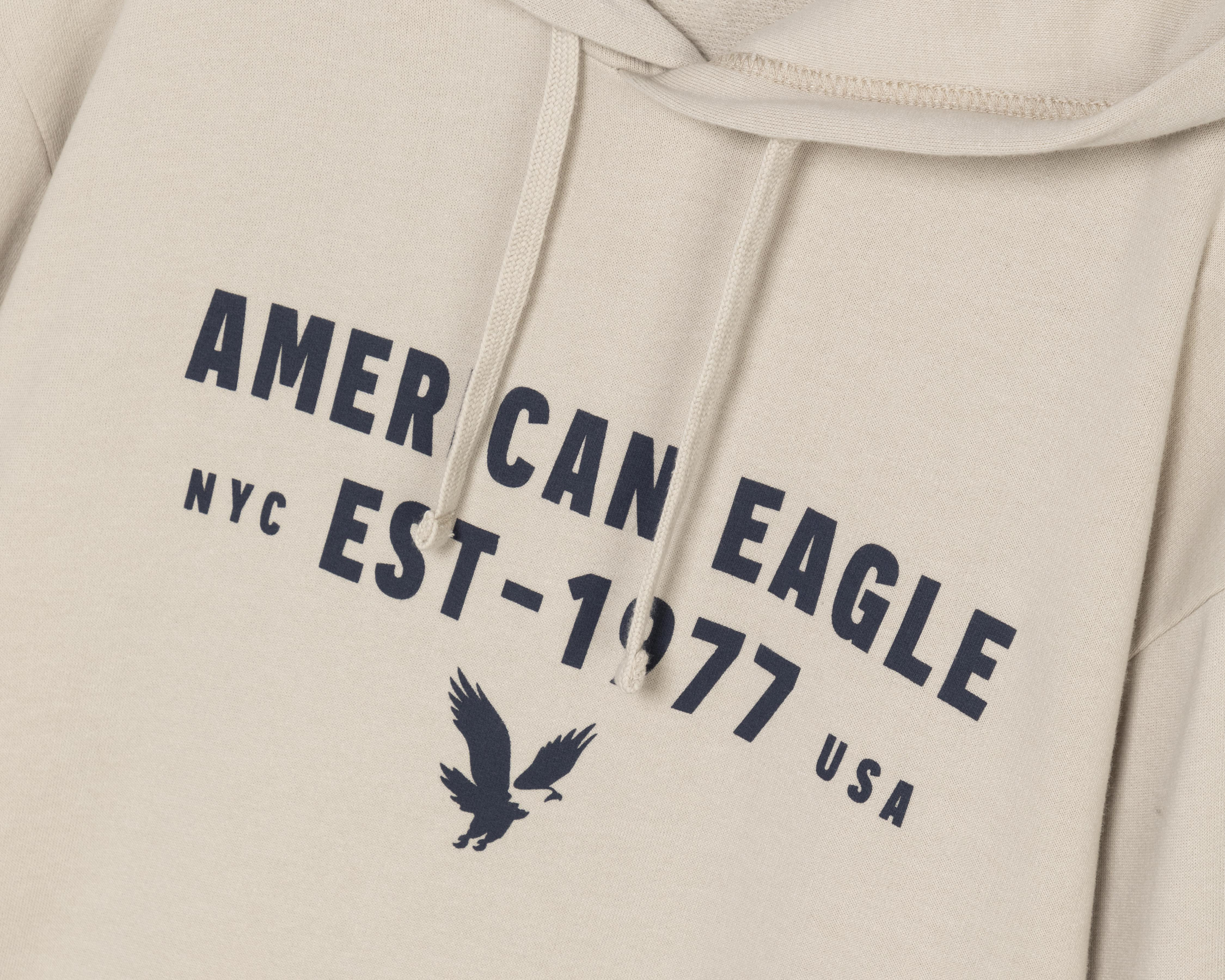 Foto 4 pulgar | Sudadera American Eagle Beige con Capucha