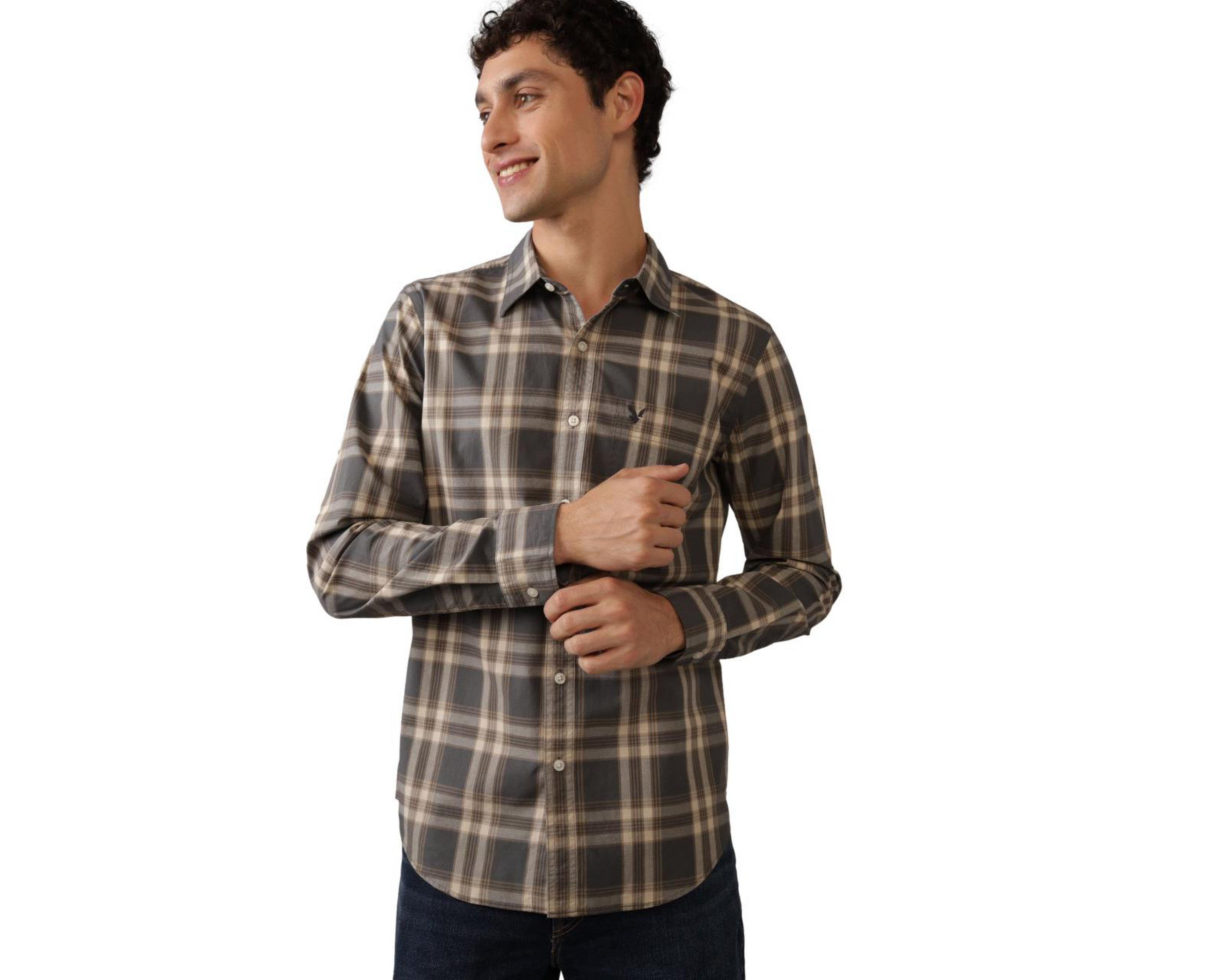 Camisa Casual de Algodón American Eagle Regular Fit a Cuadros