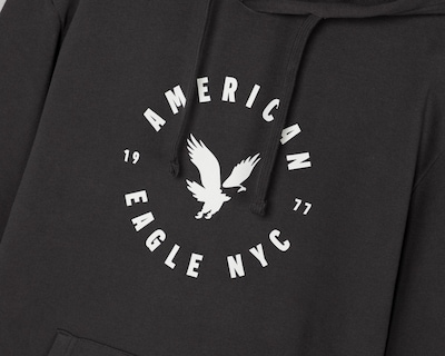 Foto 3 | Sudadera American Eagle Negra con Capucha