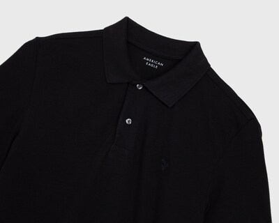Foto 3 | Playera Polo American Eagle de Piqué Negra para Hombre