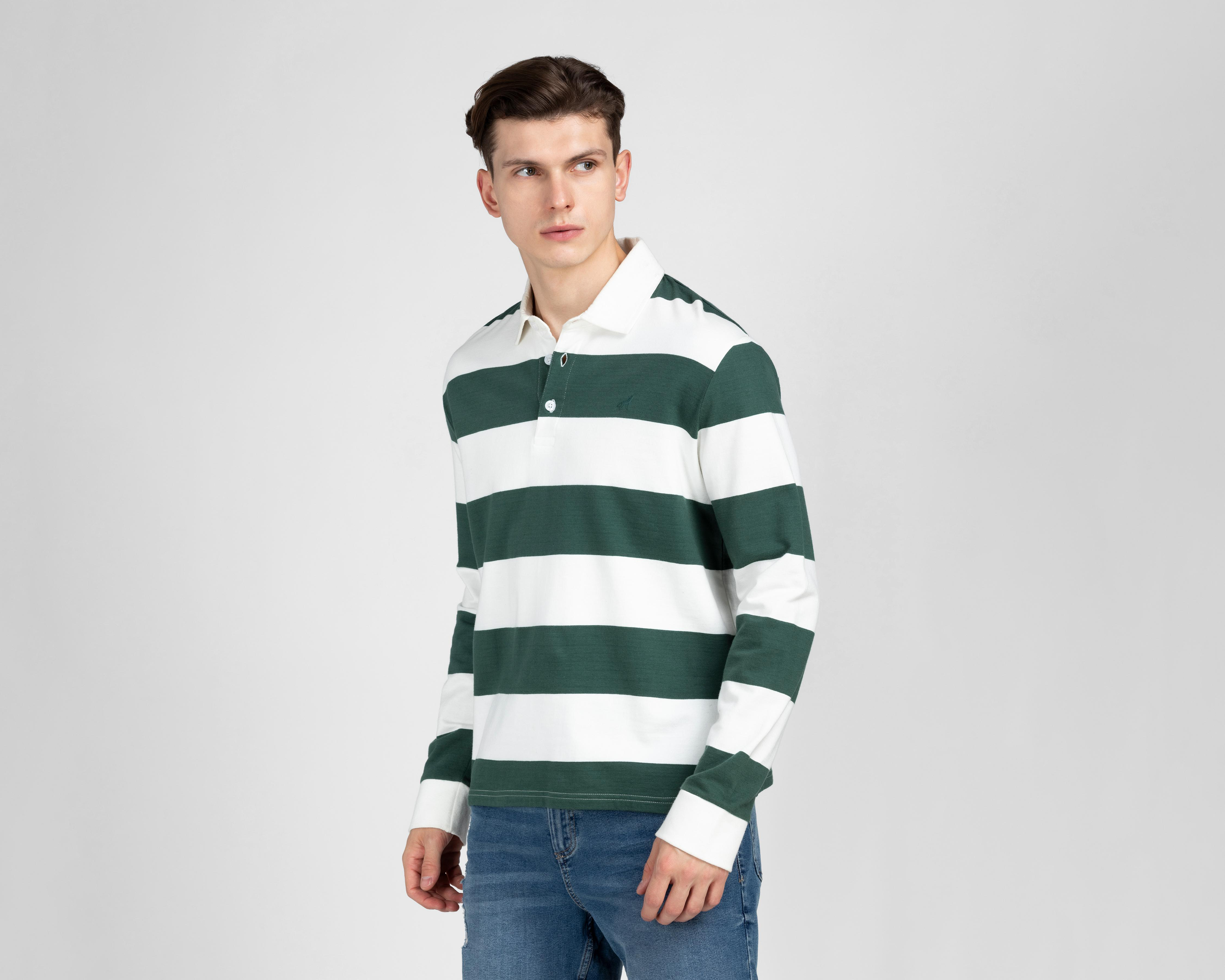 Foto 1 | Playera Polo Refill Manga Larga Rayada para Hombre
