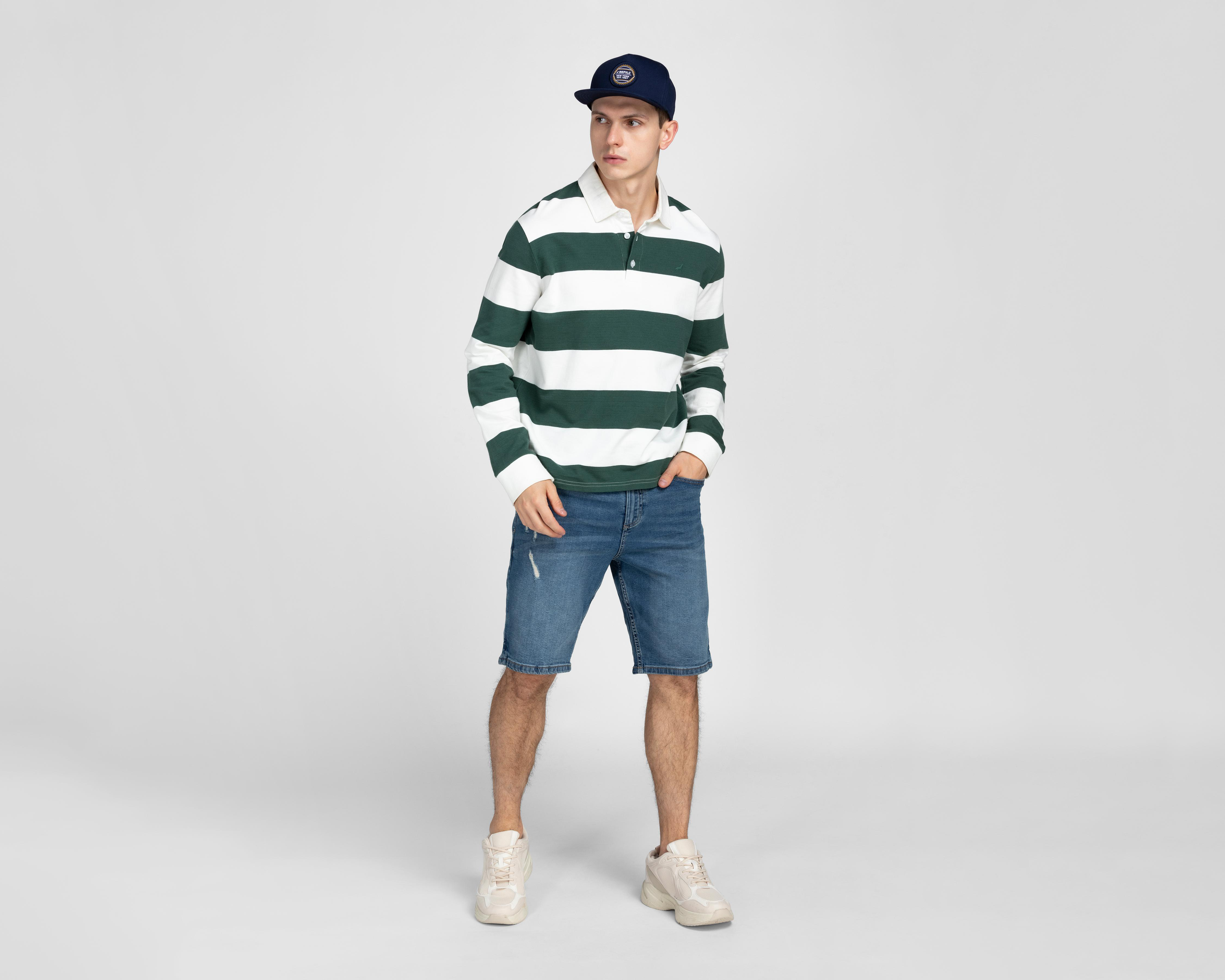 Foto 3 pulgar | Playera Polo Refill Manga Larga Rayada para Hombre