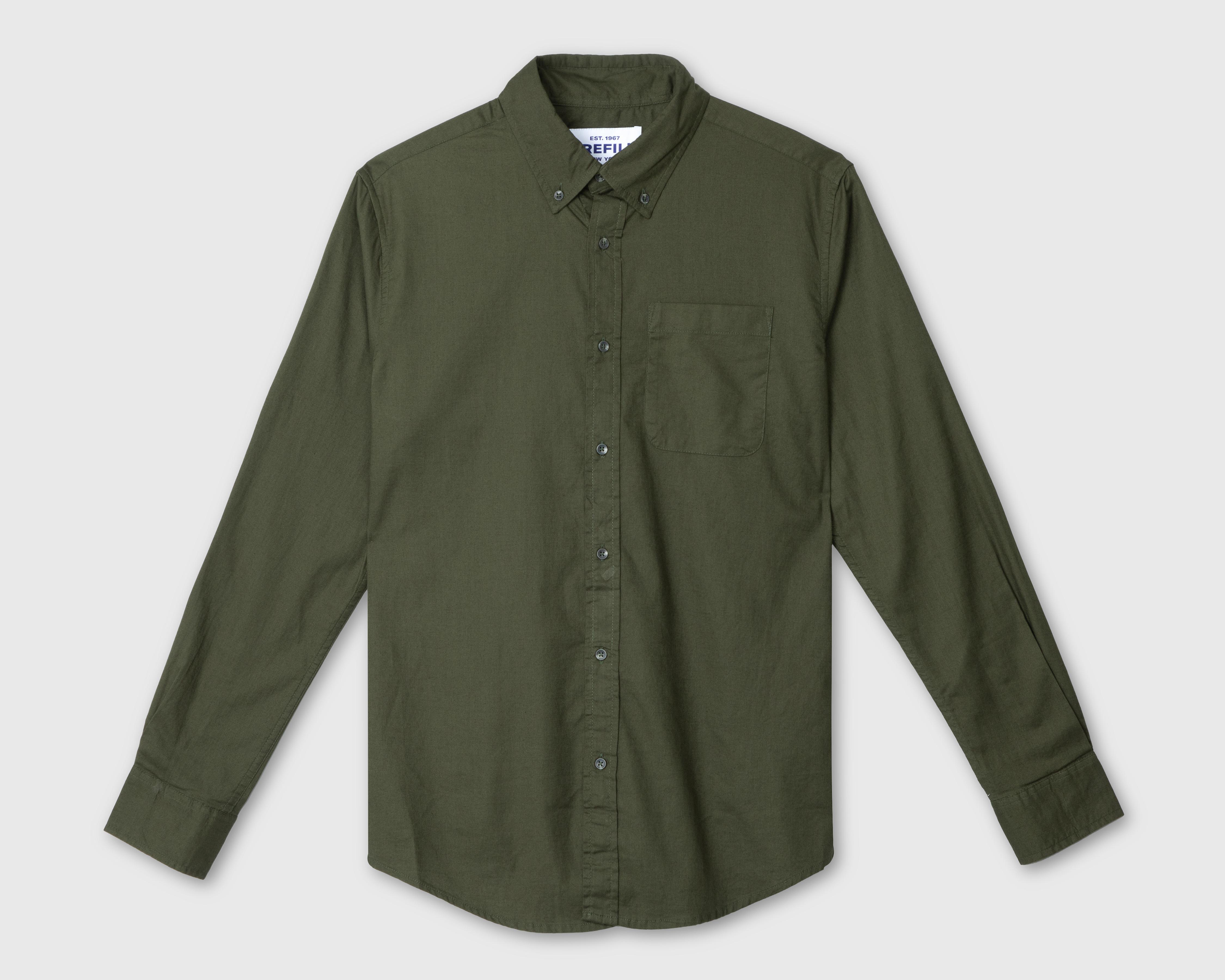 Camisa Casual de Algodón Refill Regular Verde