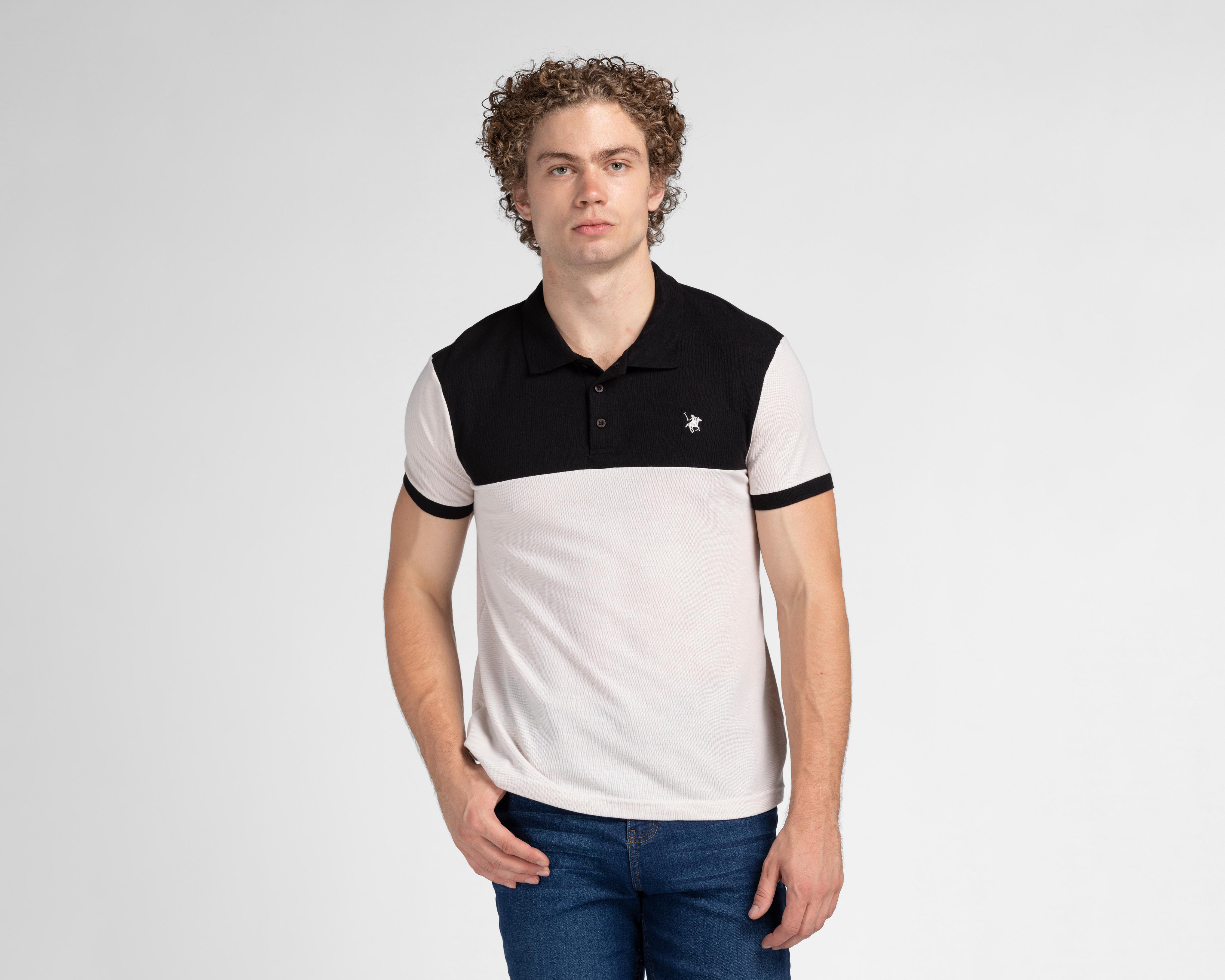 Playera Polo York Team Polo Club Negra y Beige para Hombre $196