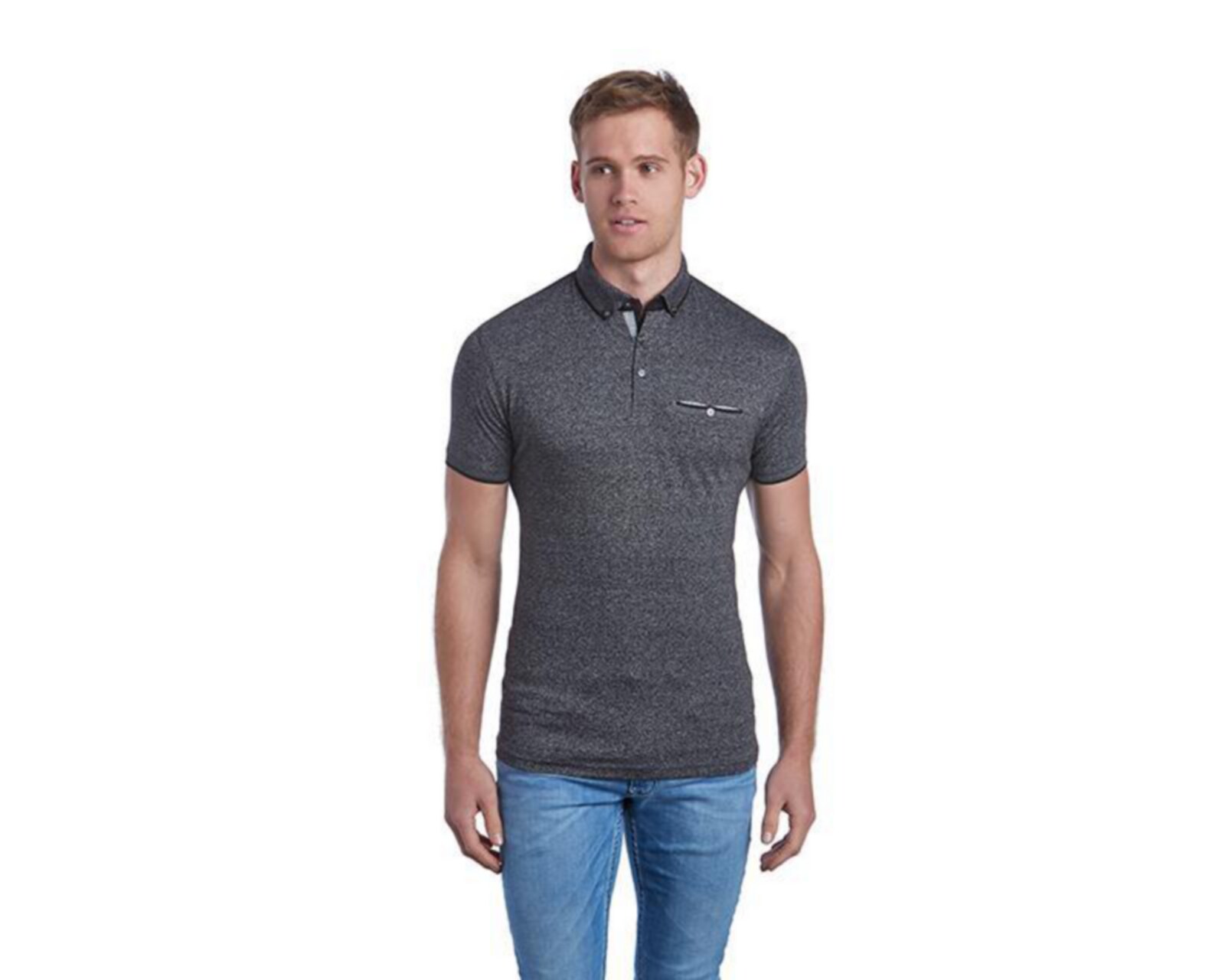 playera tipo polo gris